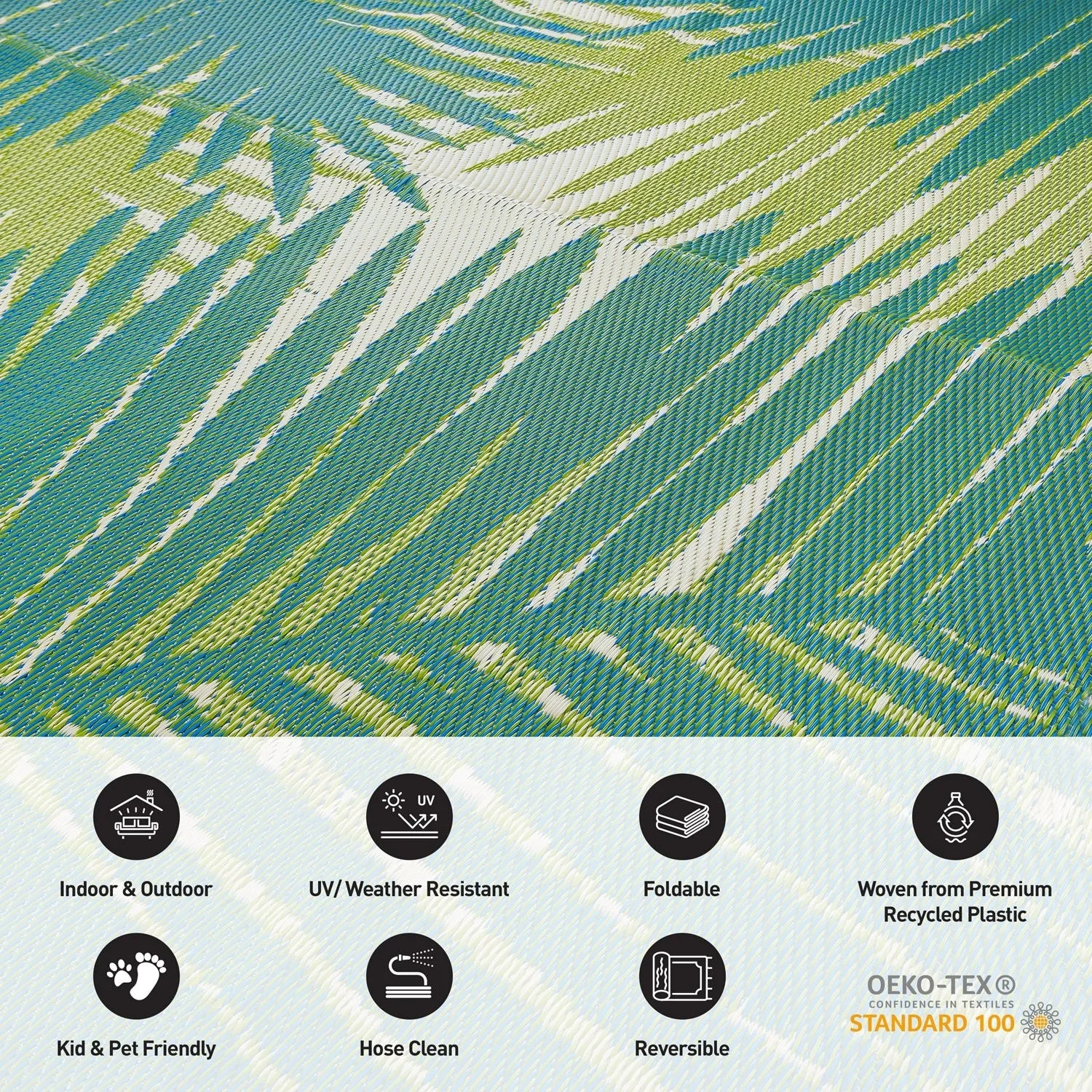 Tropical Floral Reversible Plastic Outdoor Rugs
