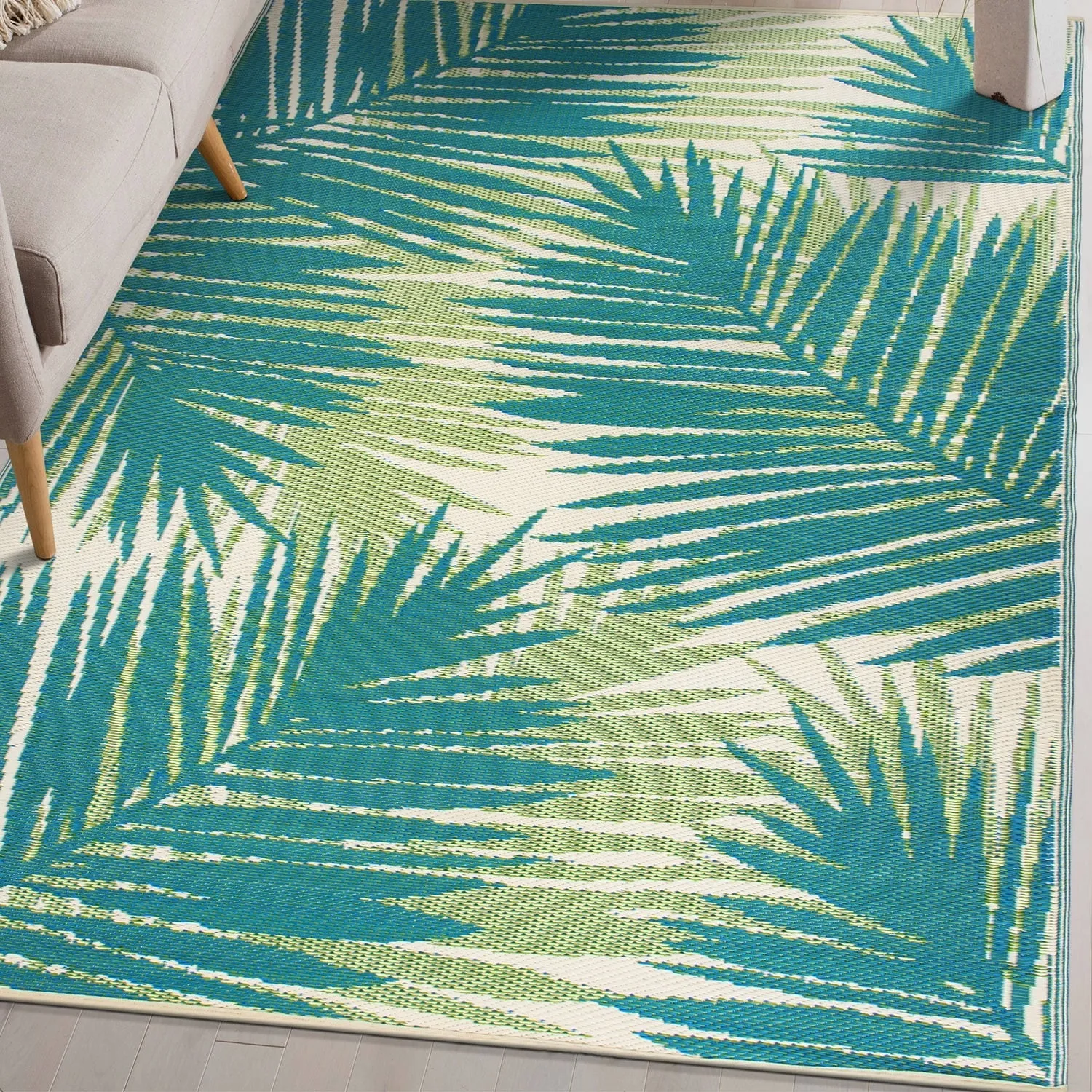 Tropical Floral Reversible Plastic Outdoor Rugs