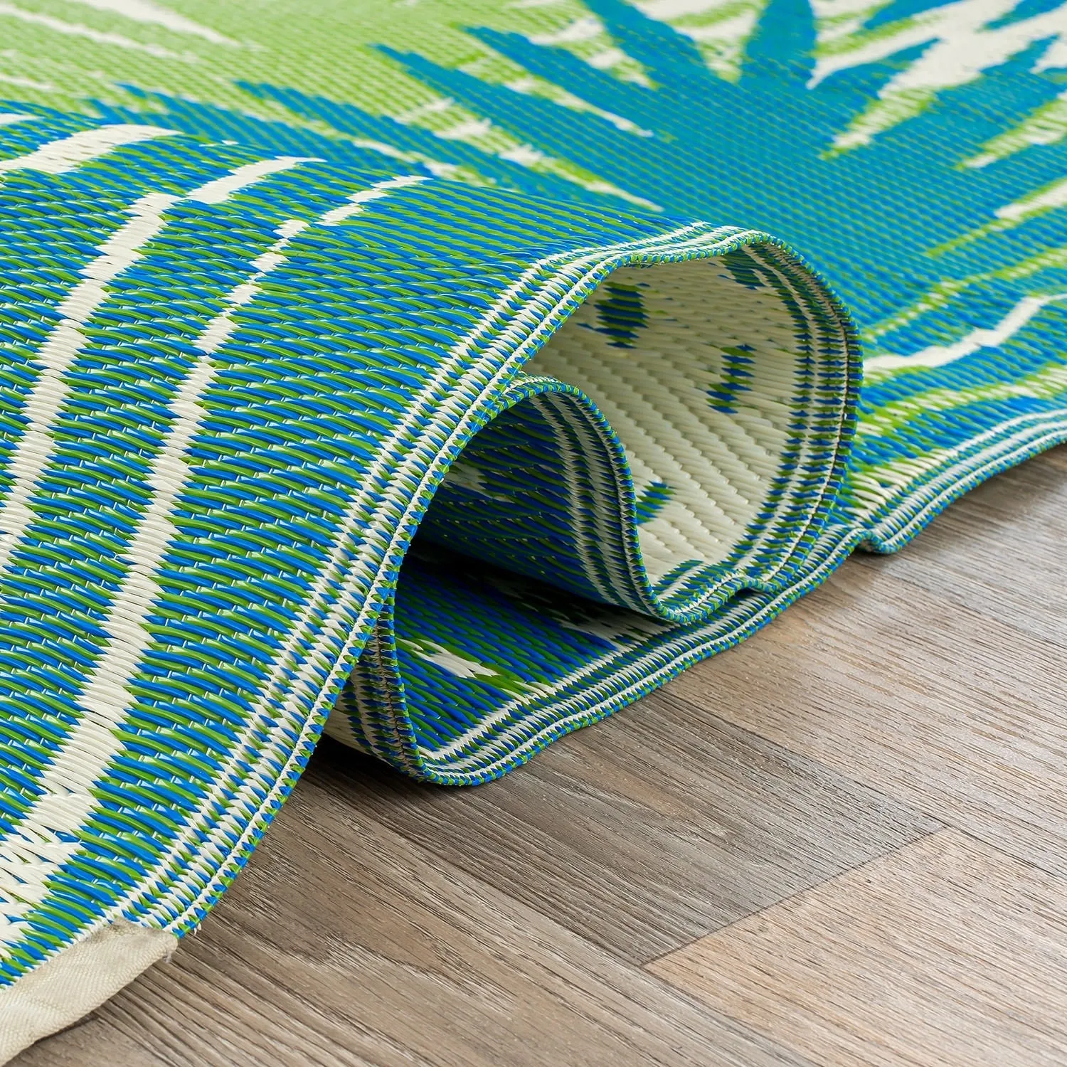 Tropical Floral Reversible Plastic Outdoor Rugs