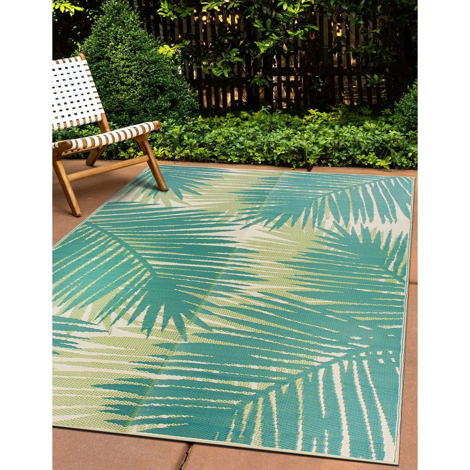 Tropical Floral Reversible Plastic Outdoor Rugs