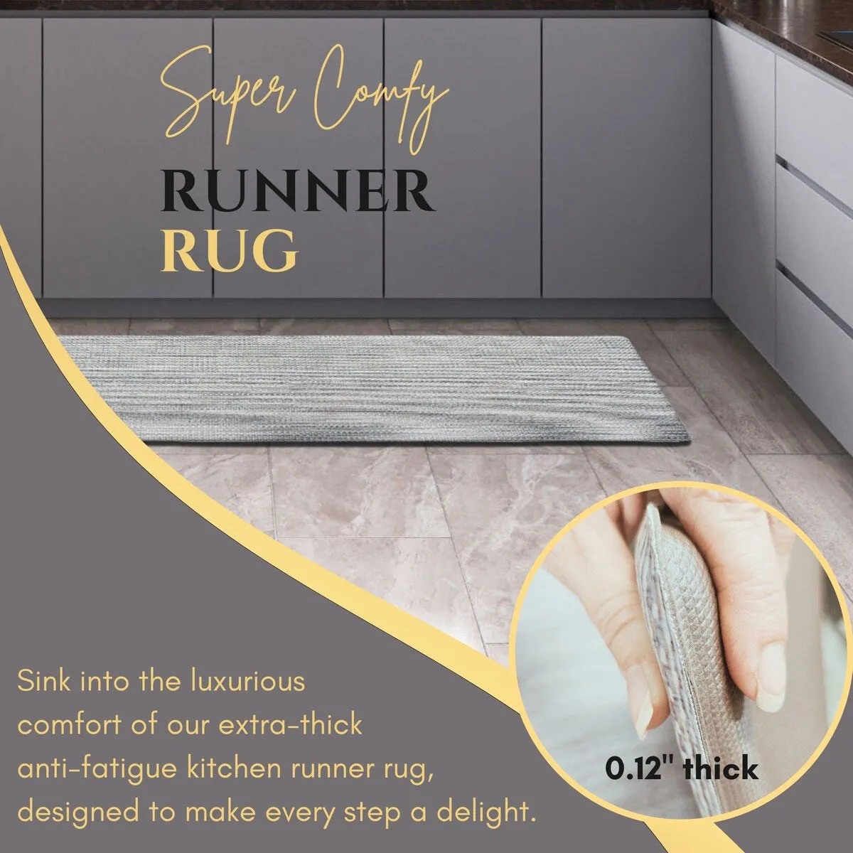 Ultra-Soft Anti Fatigue Kitchen Mat Kitchen Floor Runner 20x48 Inches - 48L x 20W x 6/8H