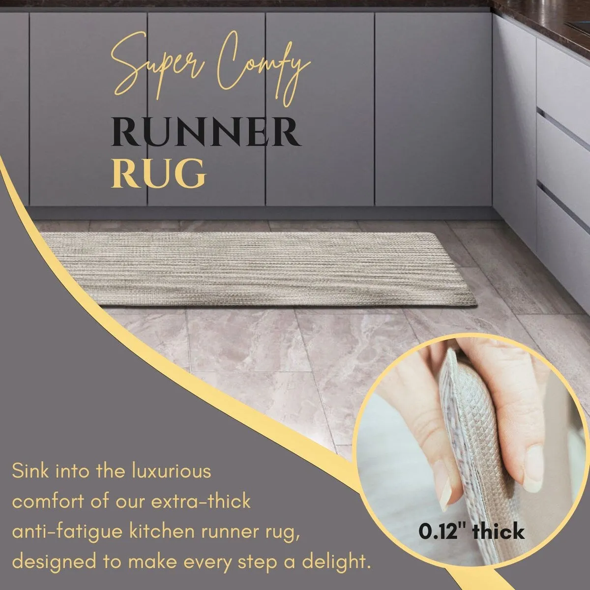 Ultra-Soft Anti Fatigue Kitchen Mat Kitchen Floor Runner 20x48 Inches - 48L x 20W x 6/8H