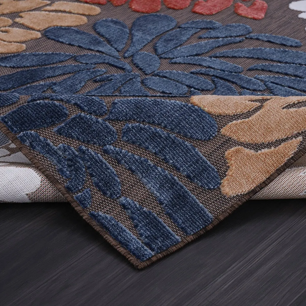 VILLADECOR Floral Indoor Outdoor Area Rug Low High Pile Rugs For Patio