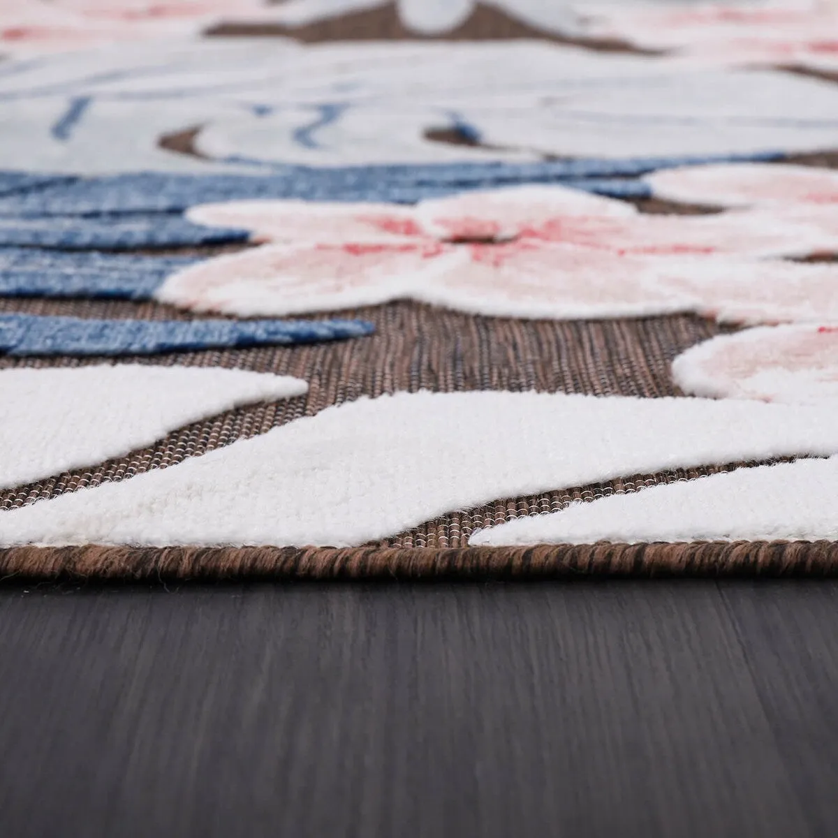 VILLADECOR Leaf Indoor Outdoor Area Rug Low High Pile Rugs For Patio