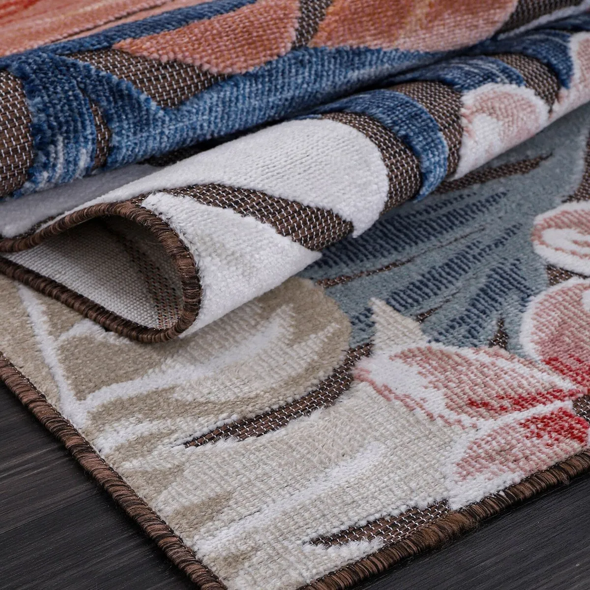 VILLADECOR Leaf Indoor Outdoor Area Rug Low High Pile Rugs For Patio