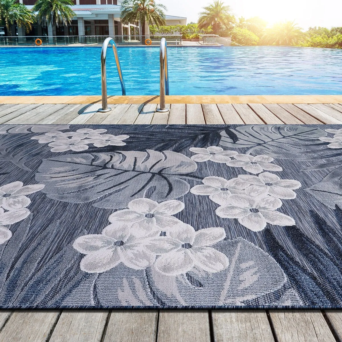 VILLADECOR Leaf Indoor Outdoor Area Rug Low High Pile Rugs For Patio