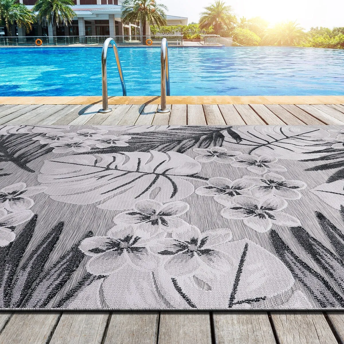 VILLADECOR Leaf Indoor Outdoor Area Rug Low High Pile Rugs For Patio