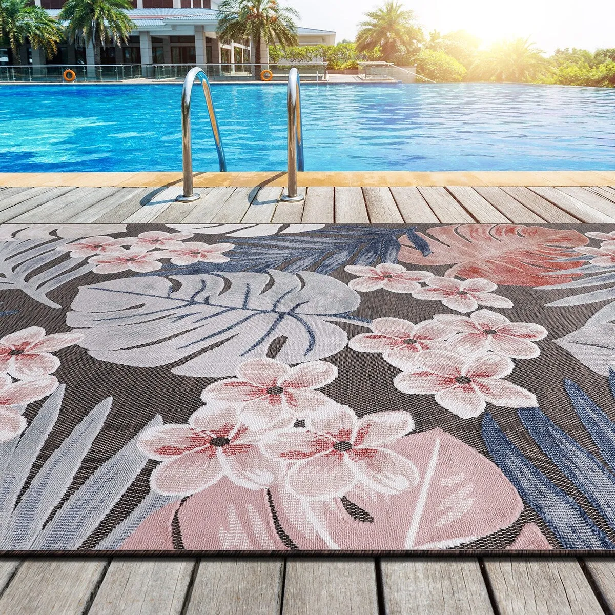 VILLADECOR Leaf Indoor Outdoor Area Rug Low High Pile Rugs For Patio