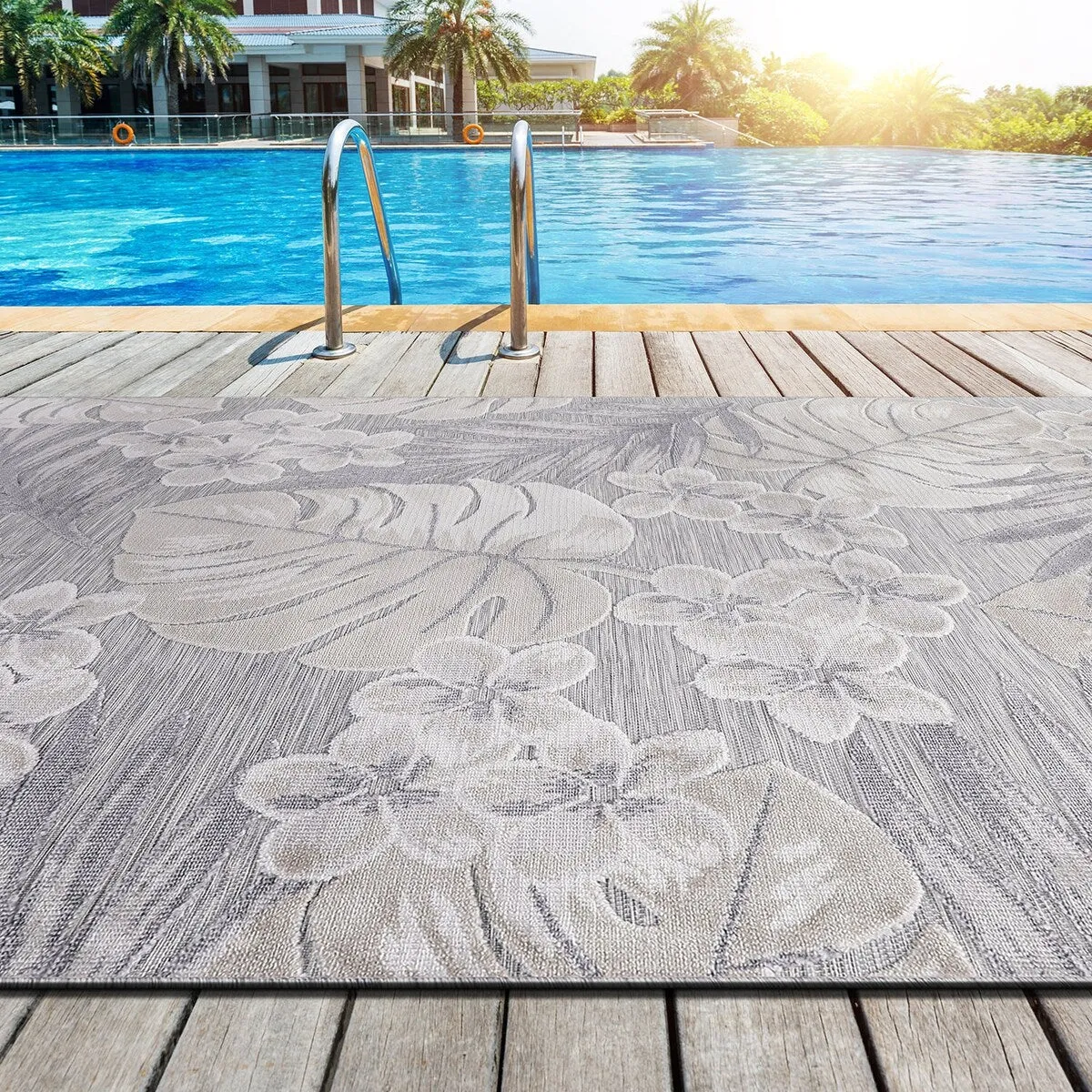 VILLADECOR Leaf Indoor Outdoor Area Rug Low High Pile Rugs For Patio