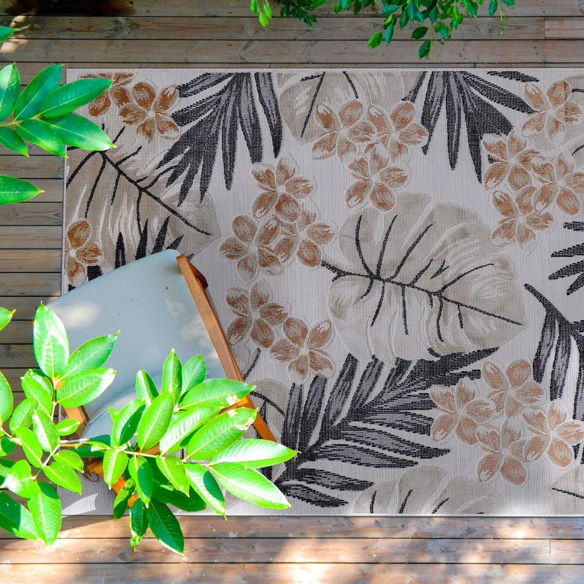 VILLADECOR Leaf Indoor Outdoor Area Rug Low High Pile Rugs For Patio