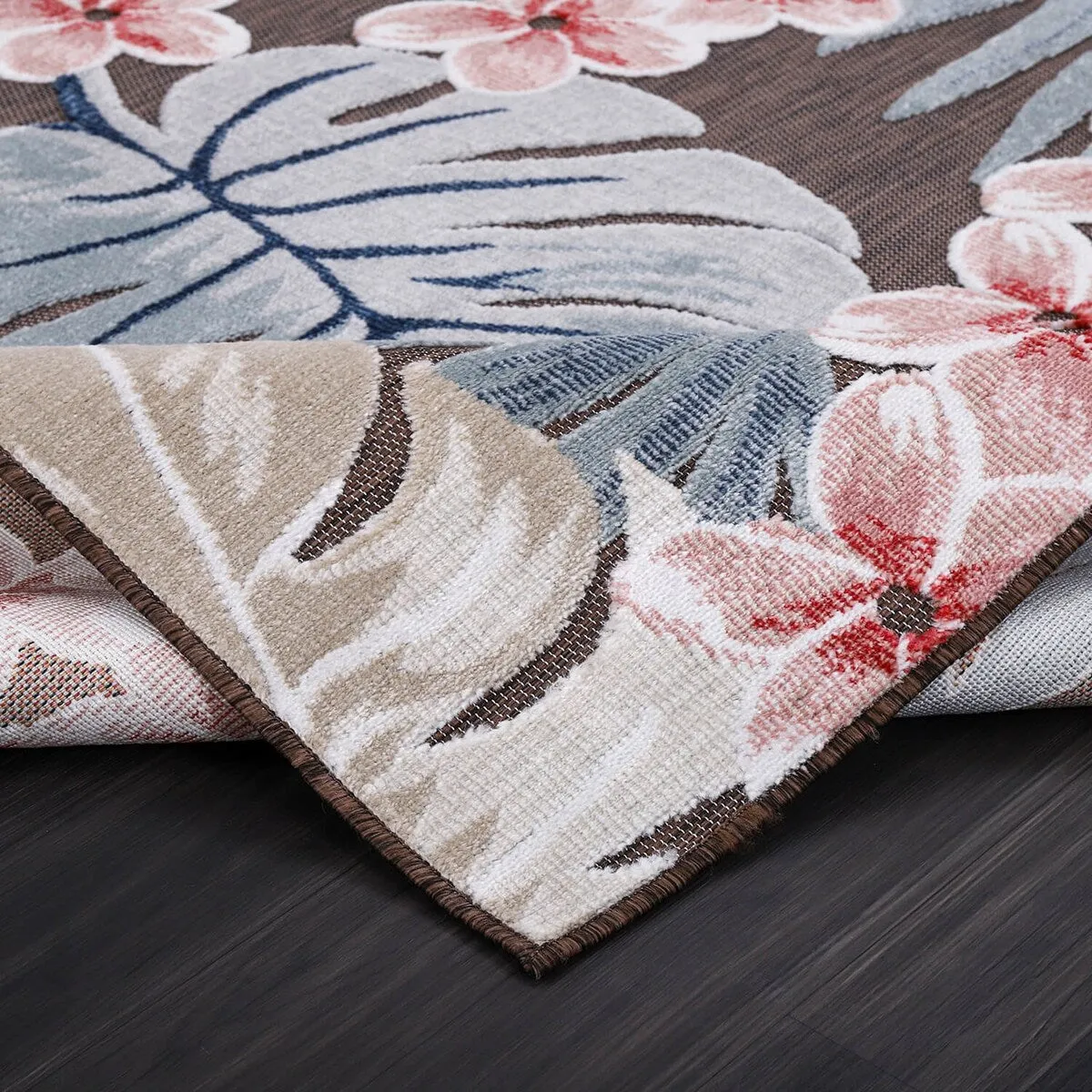 VILLADECOR Leaf Indoor Outdoor Area Rug Low High Pile Rugs For Patio