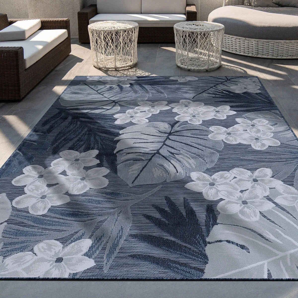 VILLADECOR Leaf Indoor Outdoor Area Rug Low High Pile Rugs For Patio