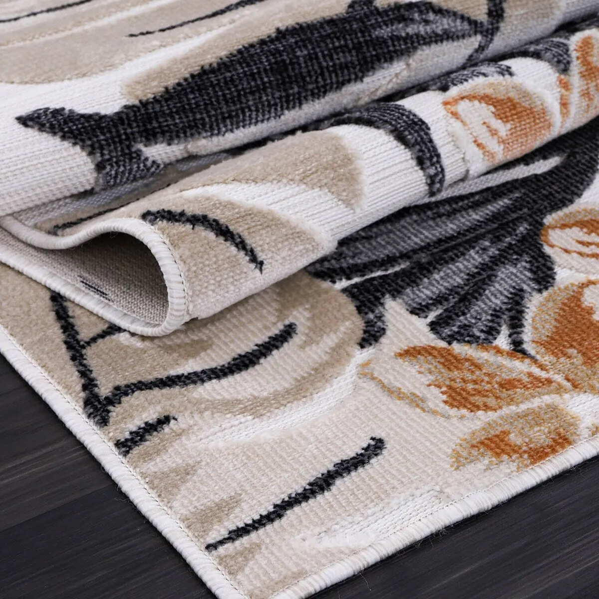 VILLADECOR Leaf Indoor Outdoor Area Rug Low High Pile Rugs For Patio