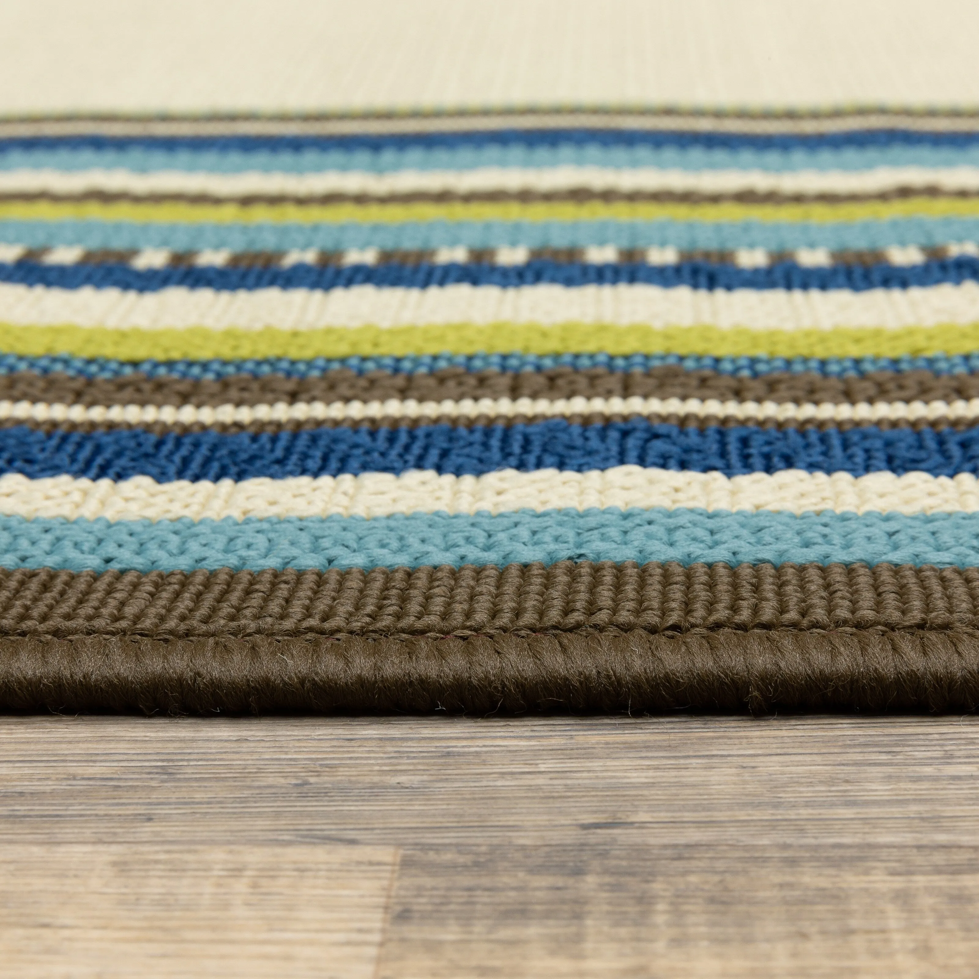 Vista Home Catalina Multi-Border Indoor-Outdoor Ivory/Blue Rug--