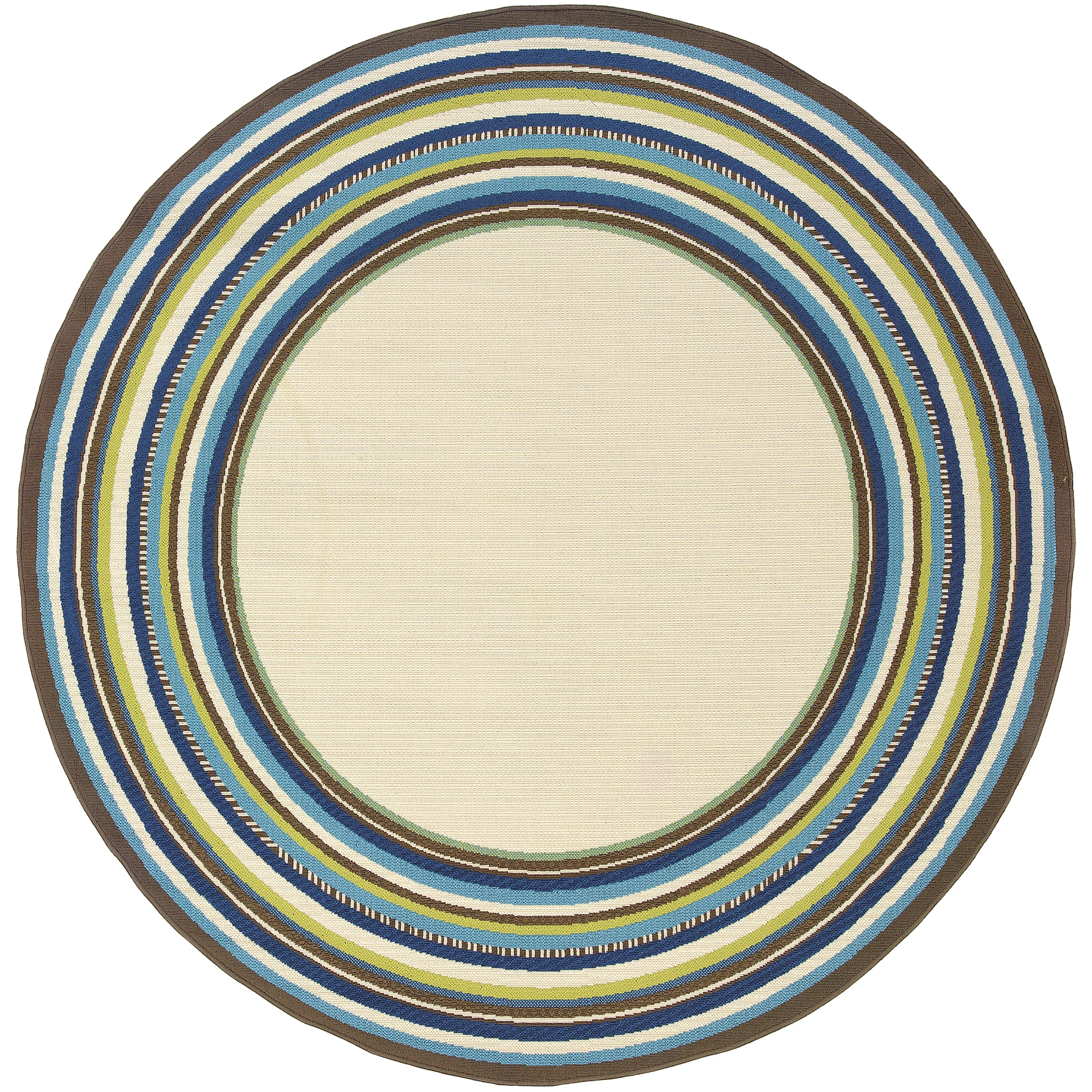 Vista Home Catalina Multi-Border Indoor-Outdoor Ivory/Blue Rug--