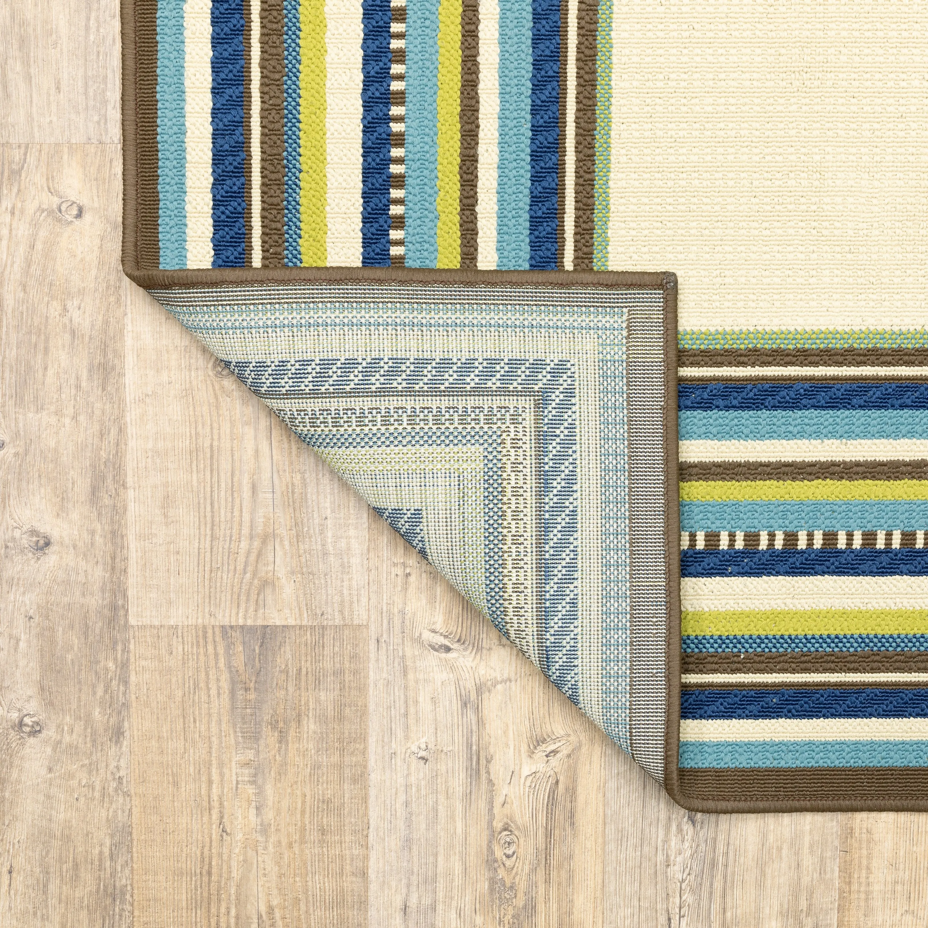 Vista Home Catalina Multi-Border Indoor-Outdoor Ivory/Blue Rug--