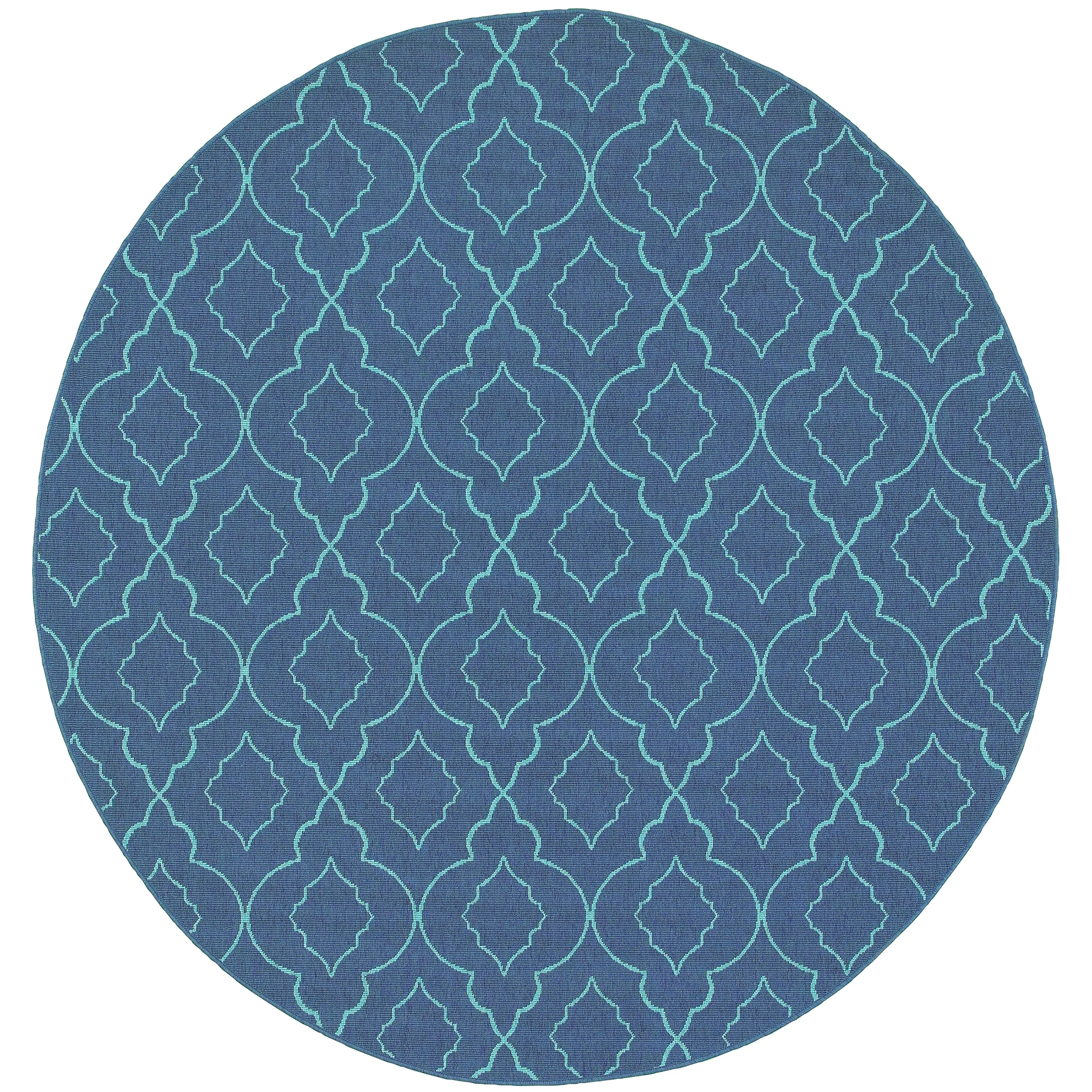 Vista Home Martinique Navy/Blue Lattice Indoor Outdoor Rug.