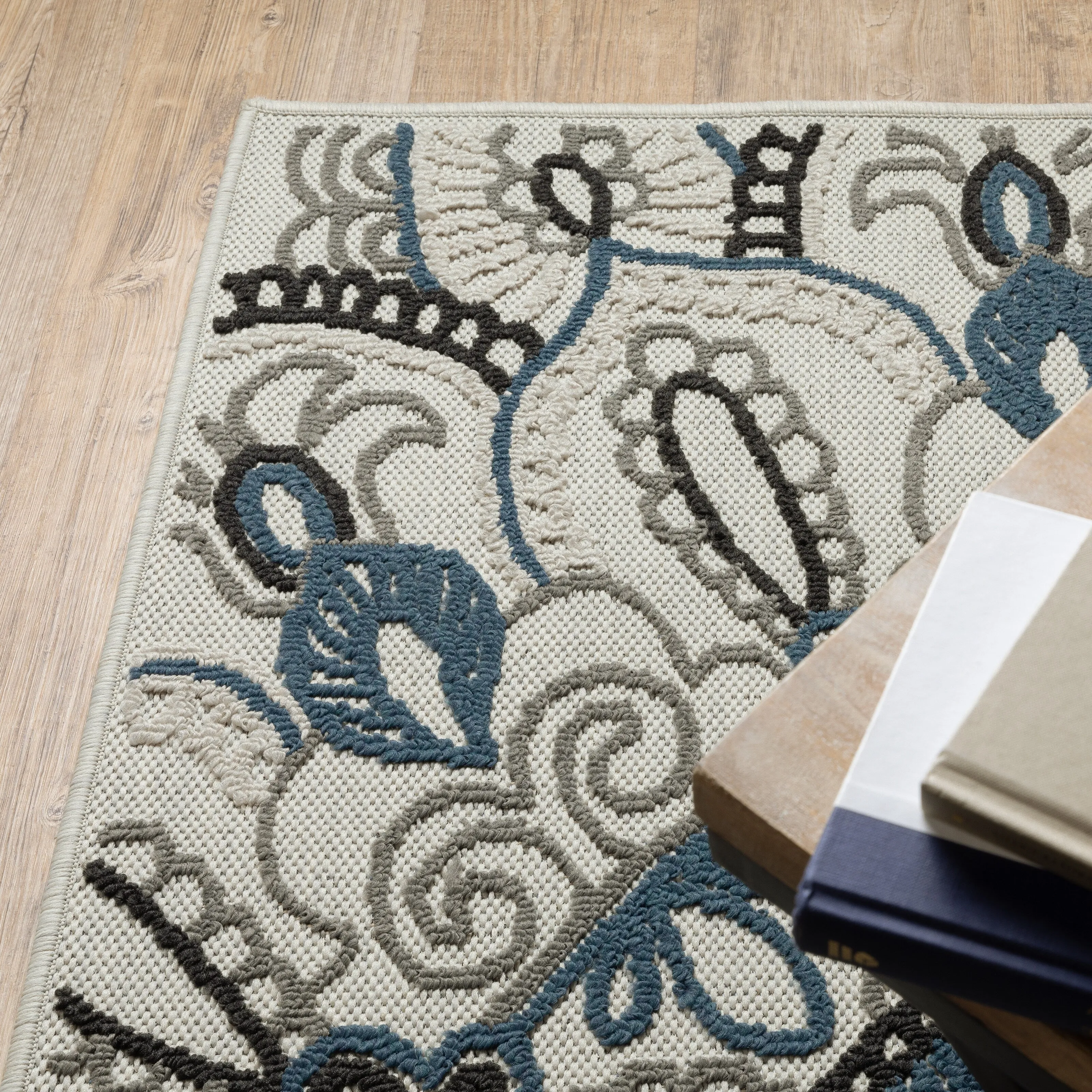Vista Home Talcot Bohemian Medallion Gray/Blue Indoor-Outdoor Area Rug
