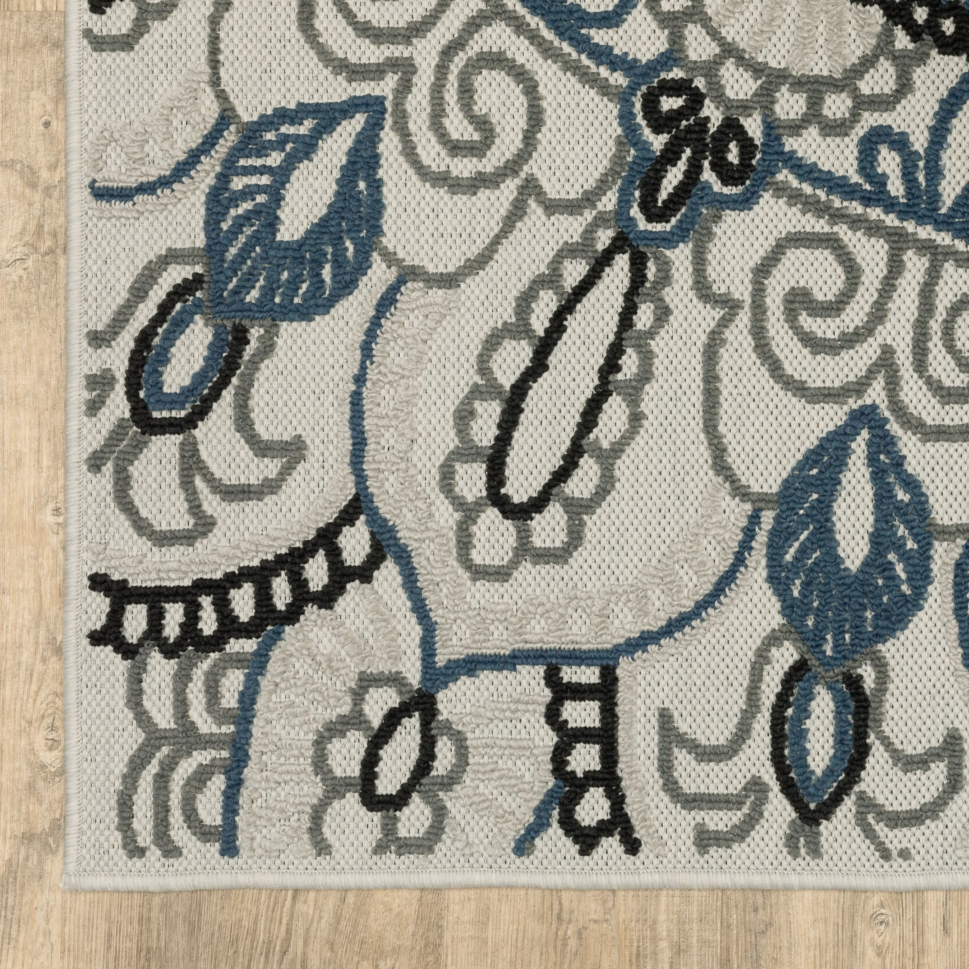 Vista Home Talcot Bohemian Medallion Gray/Blue Indoor-Outdoor Area Rug