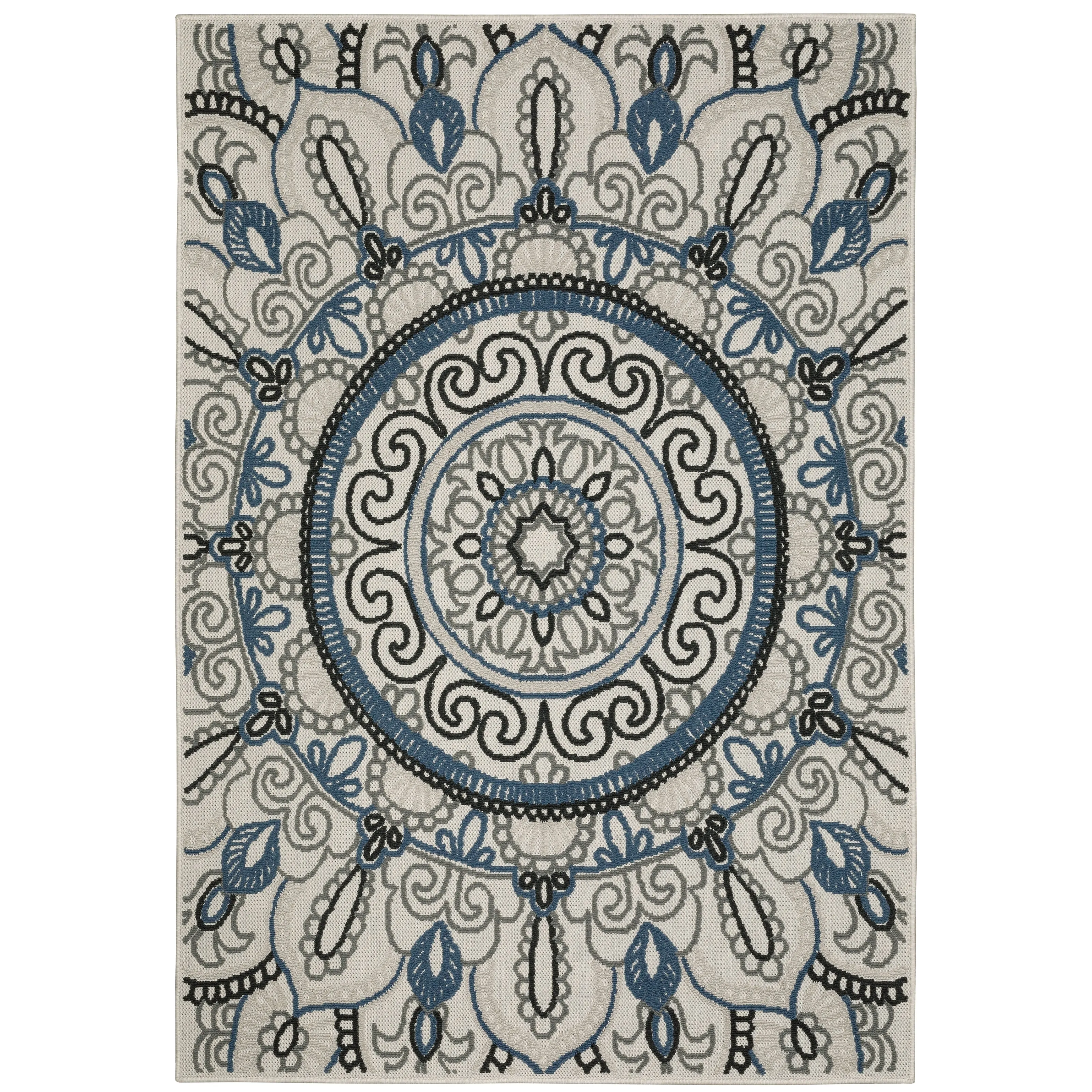 Vista Home Talcot Bohemian Medallion Gray/Blue Indoor-Outdoor Area Rug