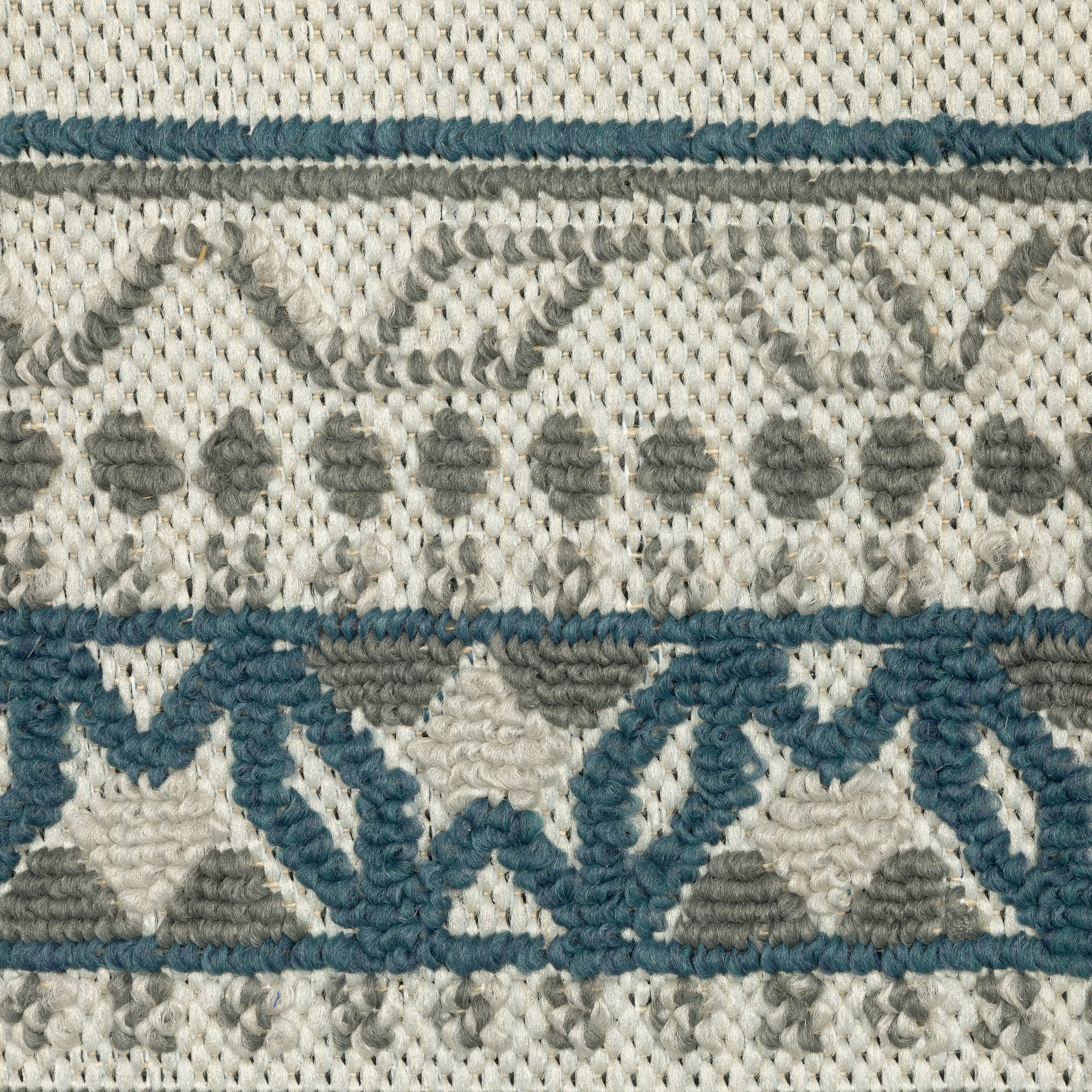 Vista Home Talcot Detailed Border Grey/ Teal Indoor-Outdoor Area Rug