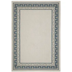 Vista Home Talcot Detailed Border Grey/ Teal Indoor-Outdoor Area Rug