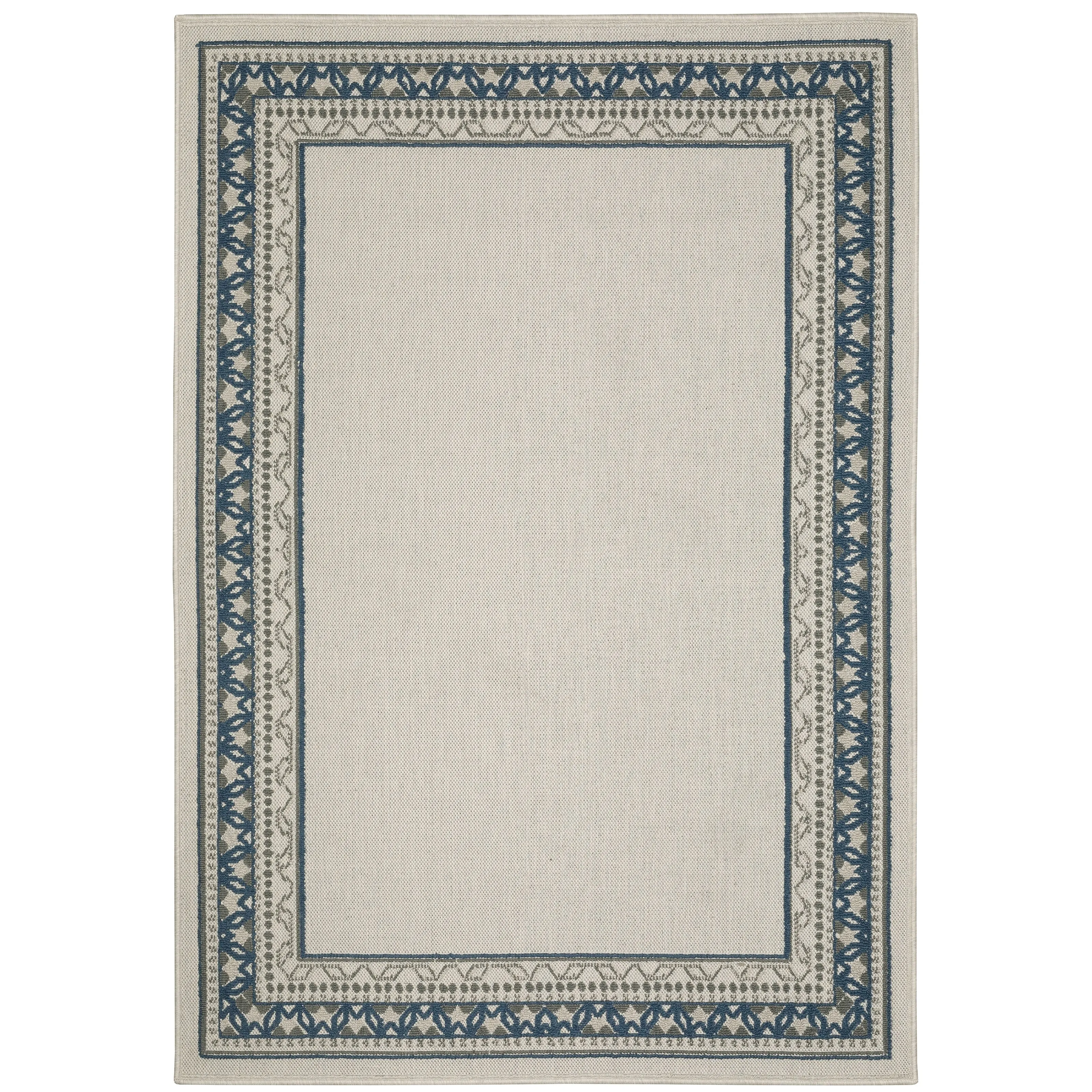Vista Home Talcot Detailed Border Grey/ Teal Indoor-Outdoor Area Rug