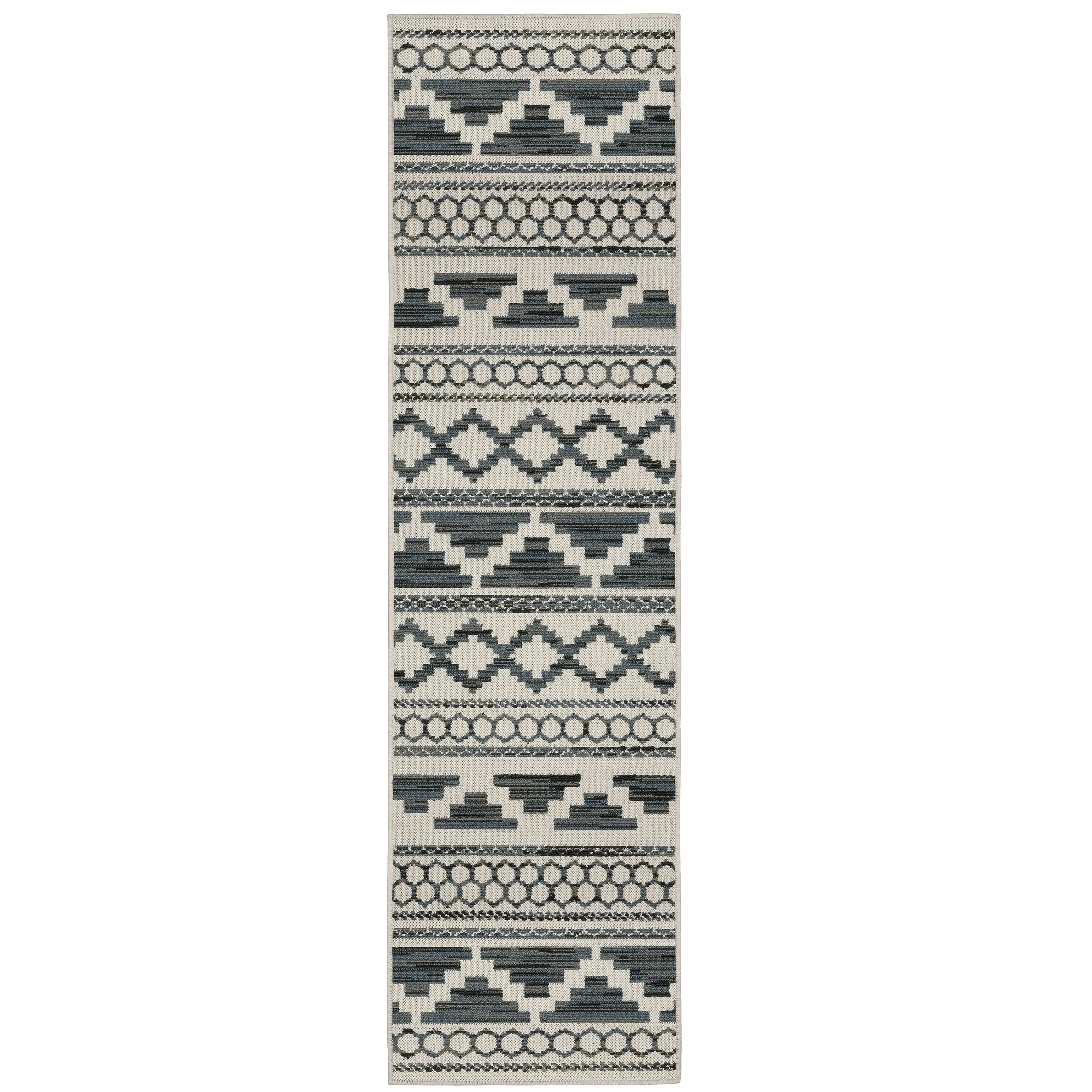 Vista Home Talcot Geometric Tribal Grey/ Teal Indoor-Outdoor Area Rug