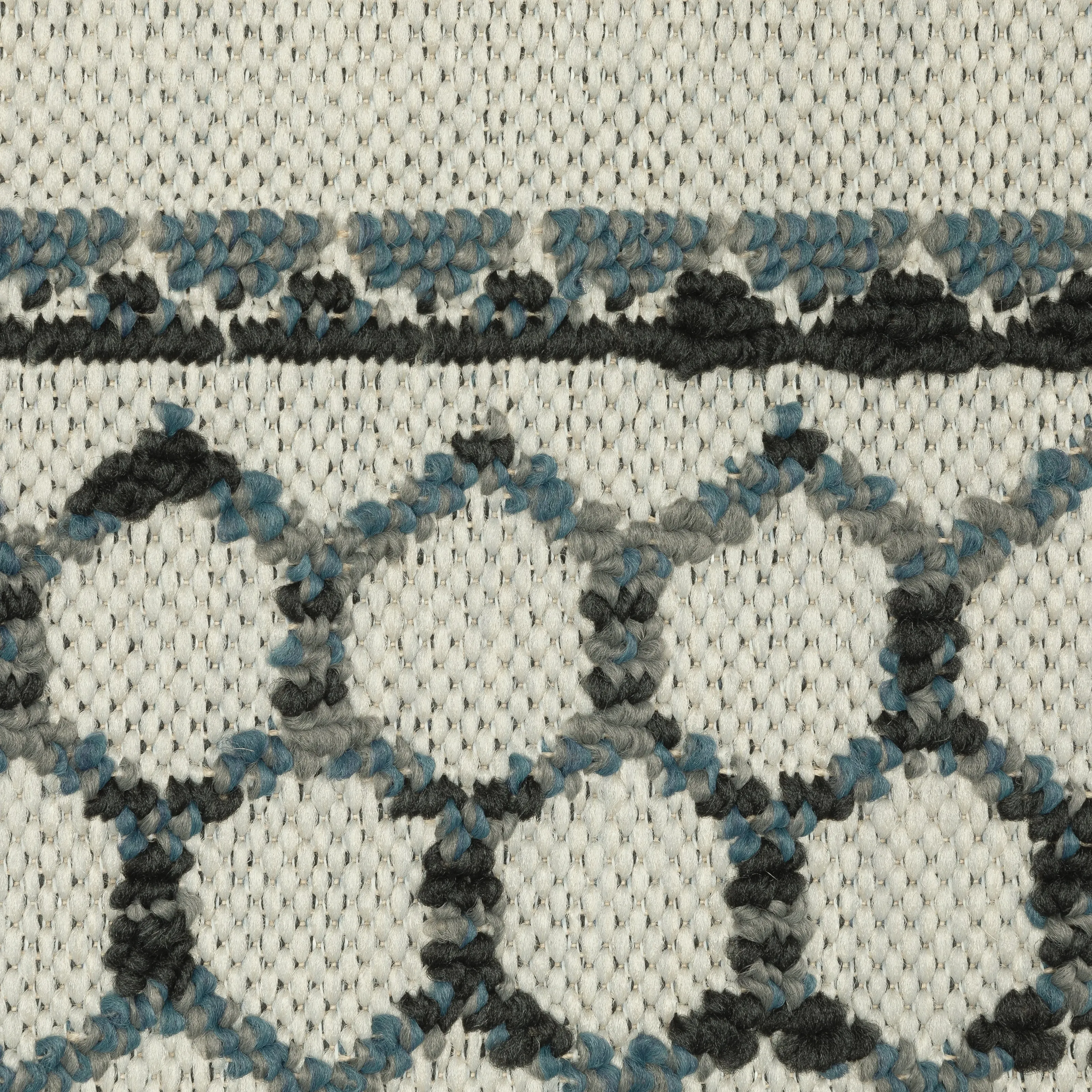 Vista Home Talcot Geometric Tribal Grey/ Teal Indoor-Outdoor Area Rug