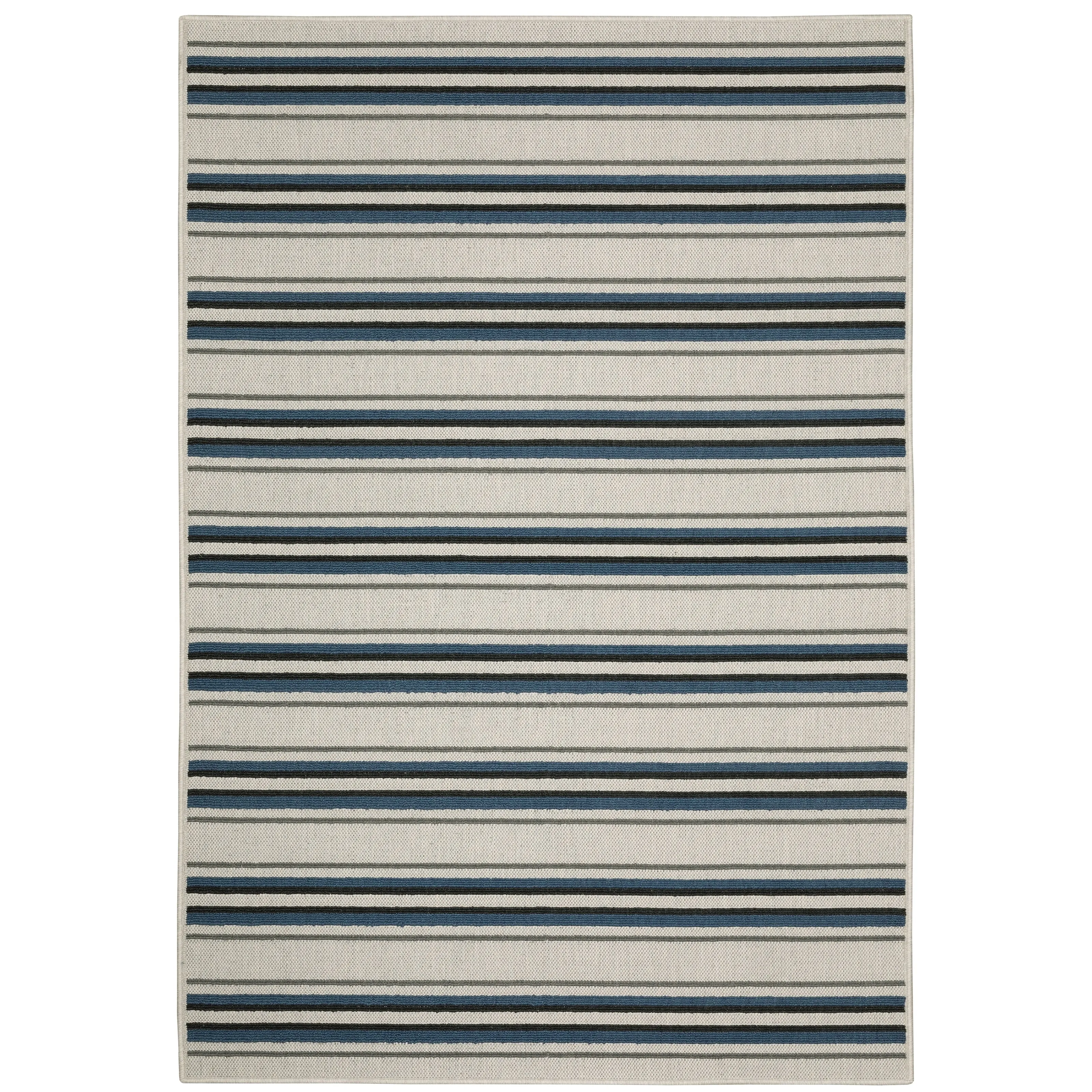 Vista Home Talcot Multi-Striped Grey/ Teal Indoor-Outdoor Area Rug