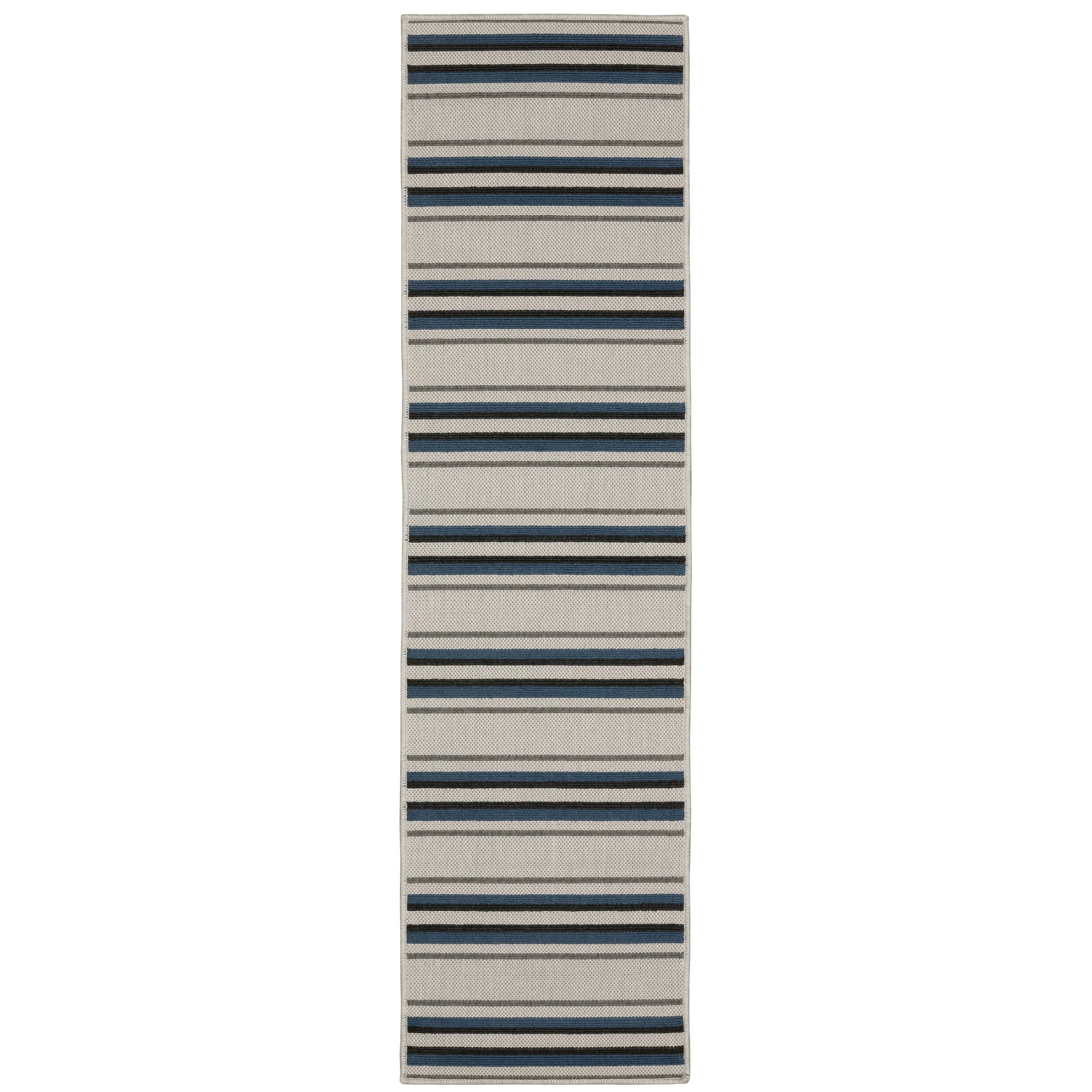 Vista Home Talcot Multi-Striped Grey/ Teal Indoor-Outdoor Area Rug