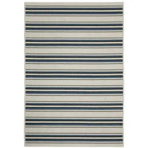 Vista Home Talcot Multi-Striped Grey/ Teal Indoor-Outdoor Area Rug