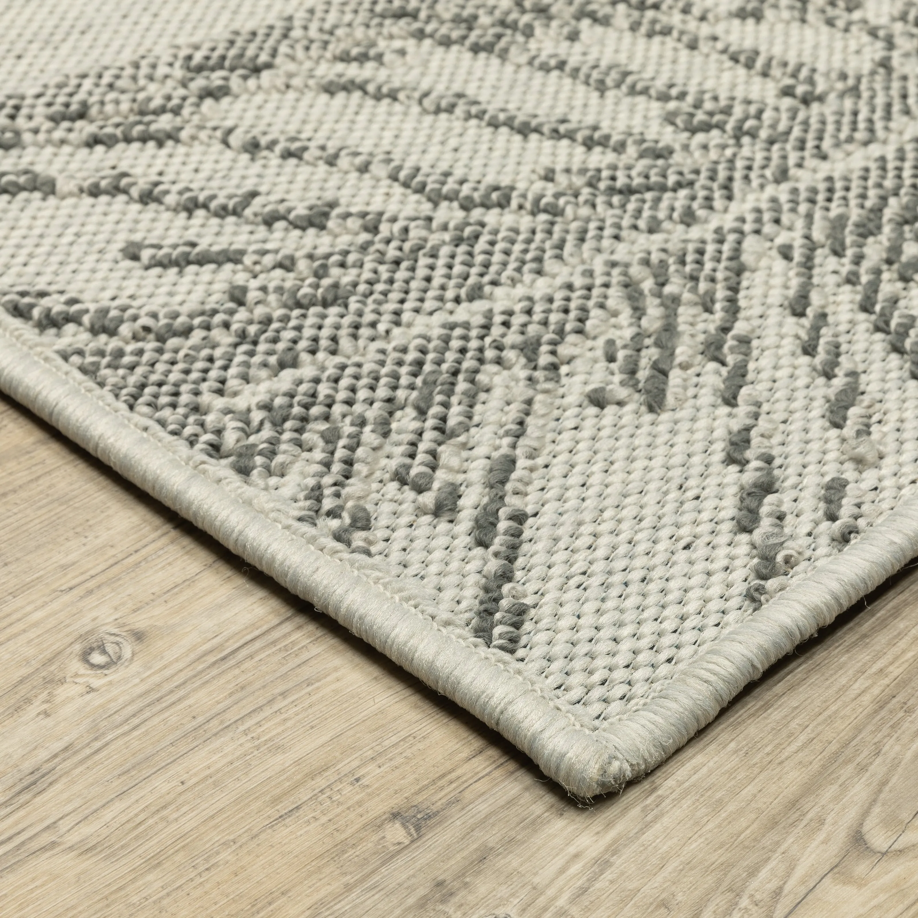 Vista Home Talcot Tropical Leaf Grey/Teal Indoor-Outdoor Area Rug