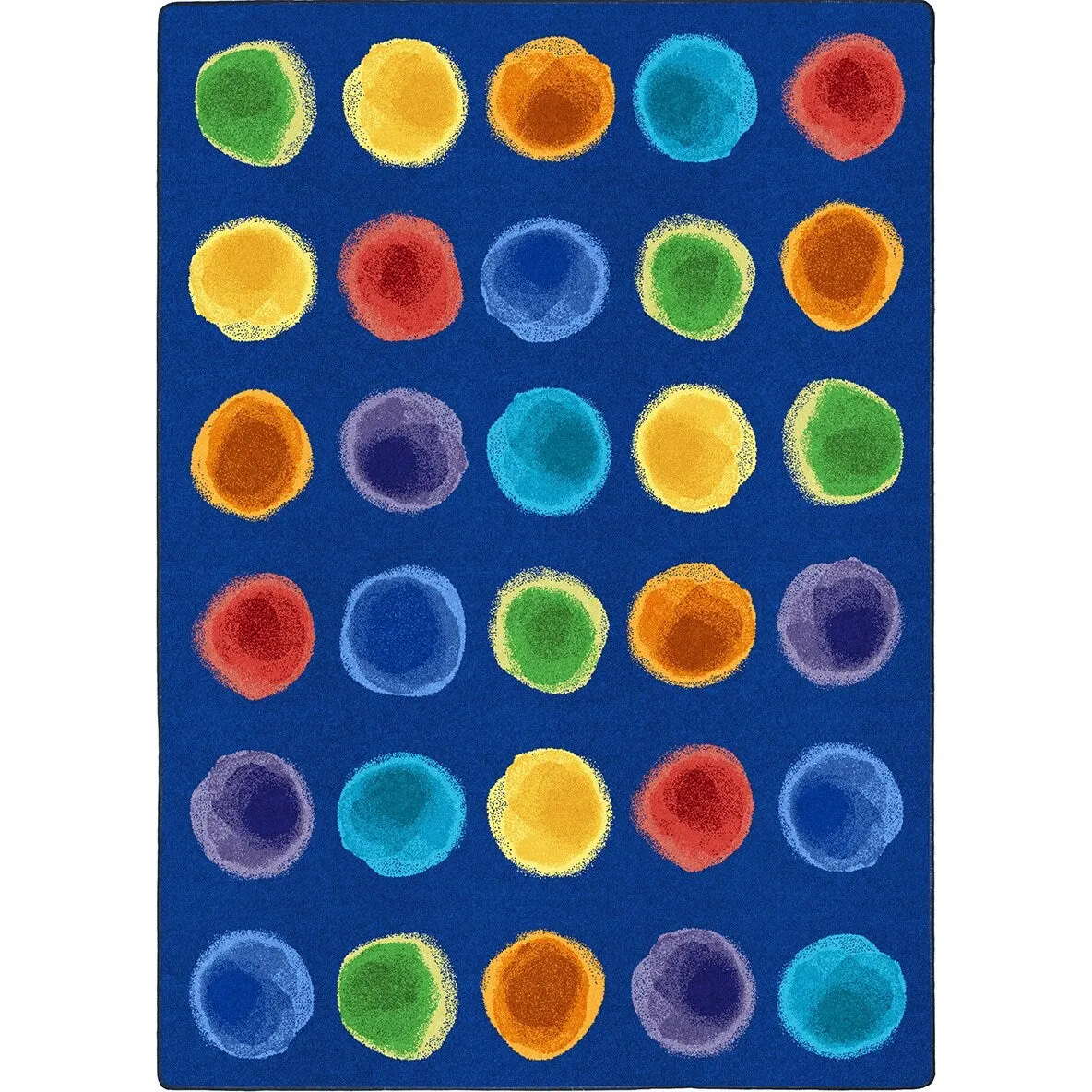 Watercolor Spots Rainbow Educational Nylon Area Rug