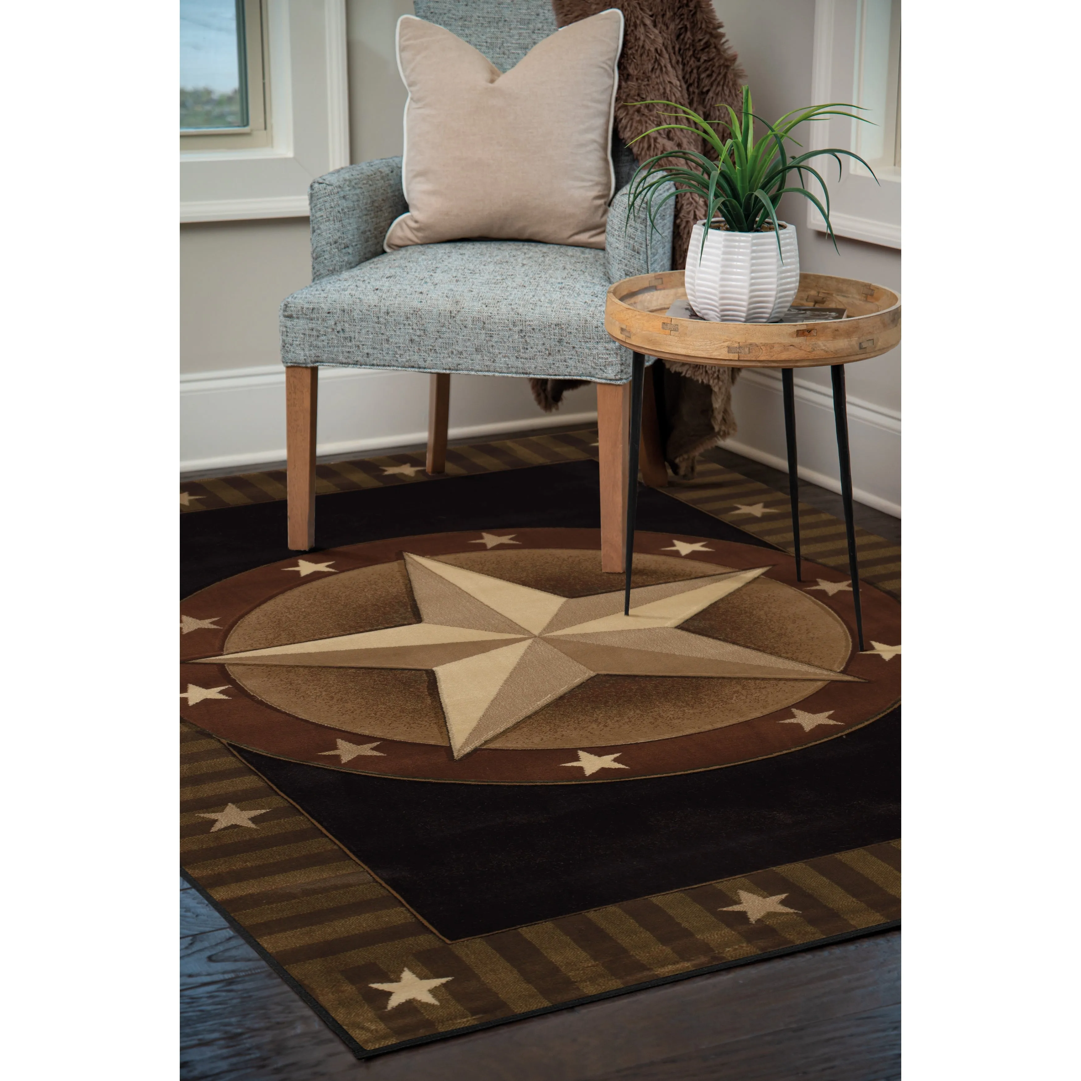 Westfield Home Sculptures Western Star Hand Carved Area Rug