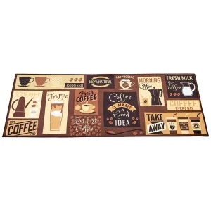 Whimsical Coffee Printed Slip-Resistant Kitchen Runner Rug - 23x60
