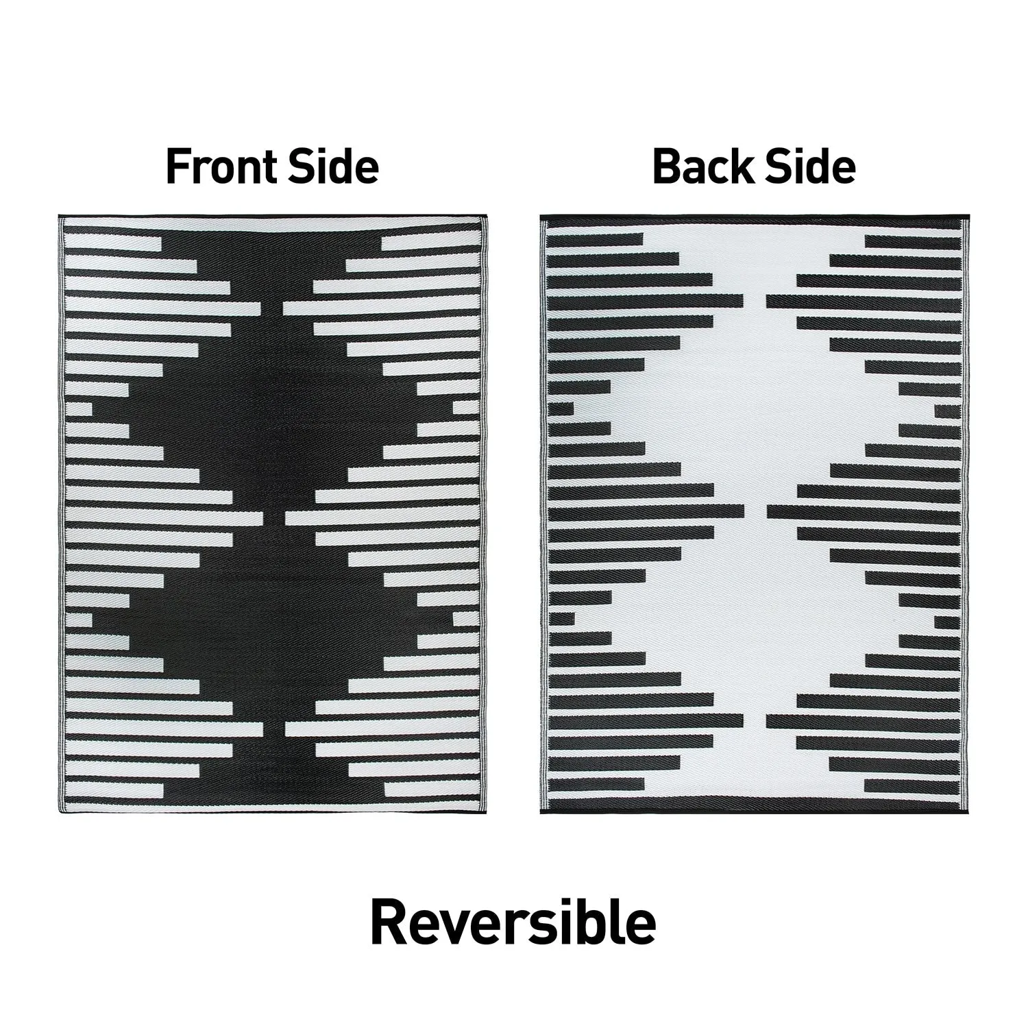 World Rug Gallery Bohemian Stripe Diamond Reversible Recycled Plastic Outdoor Rugs