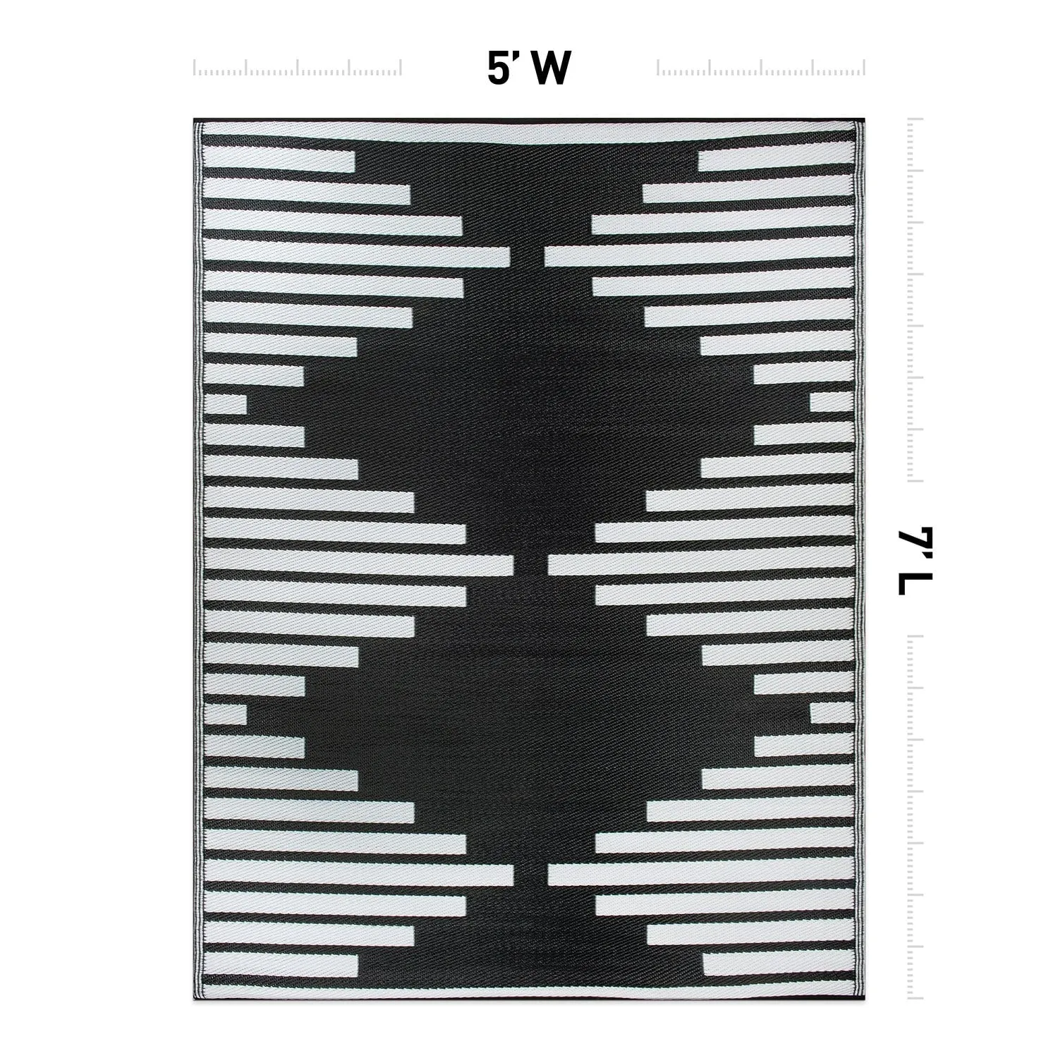 World Rug Gallery Bohemian Stripe Diamond Reversible Recycled Plastic Outdoor Rugs