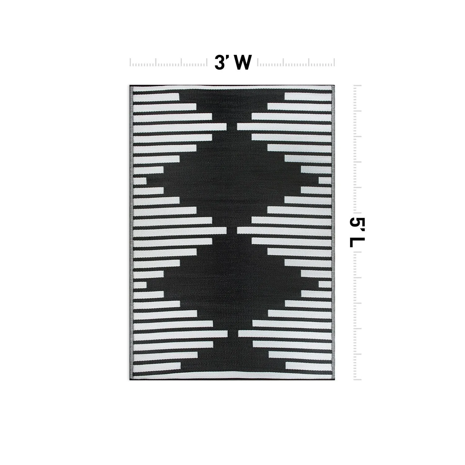 World Rug Gallery Bohemian Stripe Diamond Reversible Recycled Plastic Outdoor Rugs