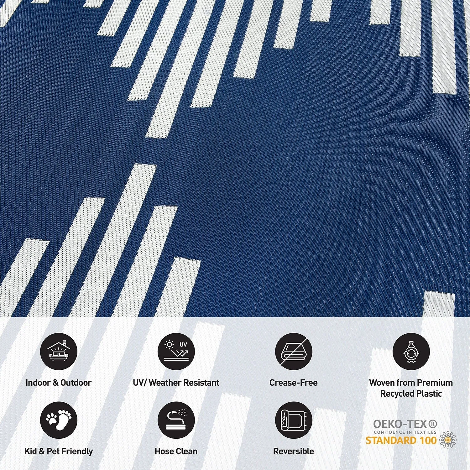 World Rug Gallery Bohemian Stripe Diamond Reversible Recycled Plastic Outdoor Rugs