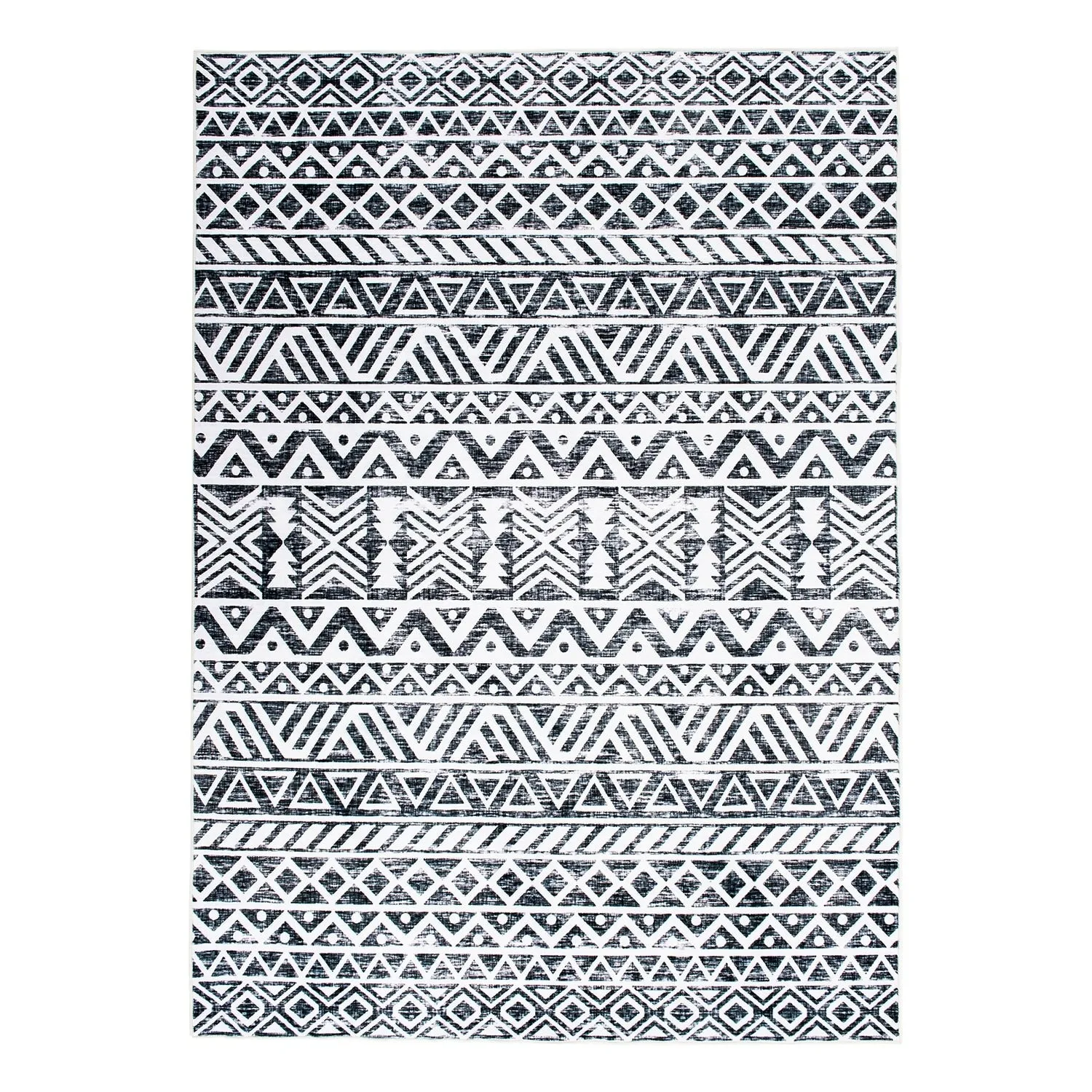 World Rug Gallery Contemporary Distressed Geometric Machine Washable Area Rug