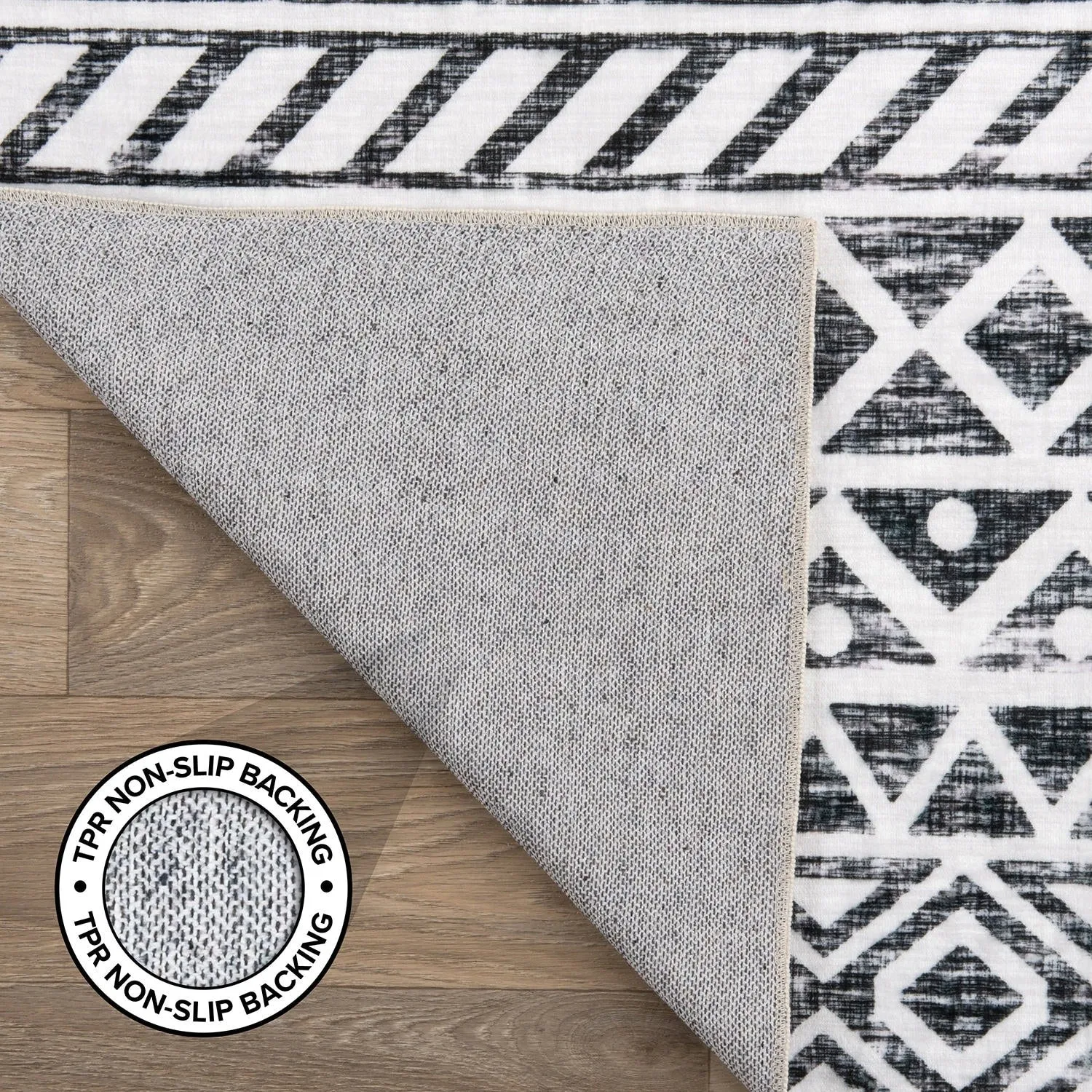 World Rug Gallery Contemporary Distressed Geometric Machine Washable Area Rug