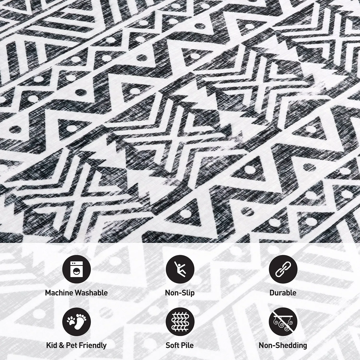 World Rug Gallery Contemporary Distressed Geometric Machine Washable Area Rug