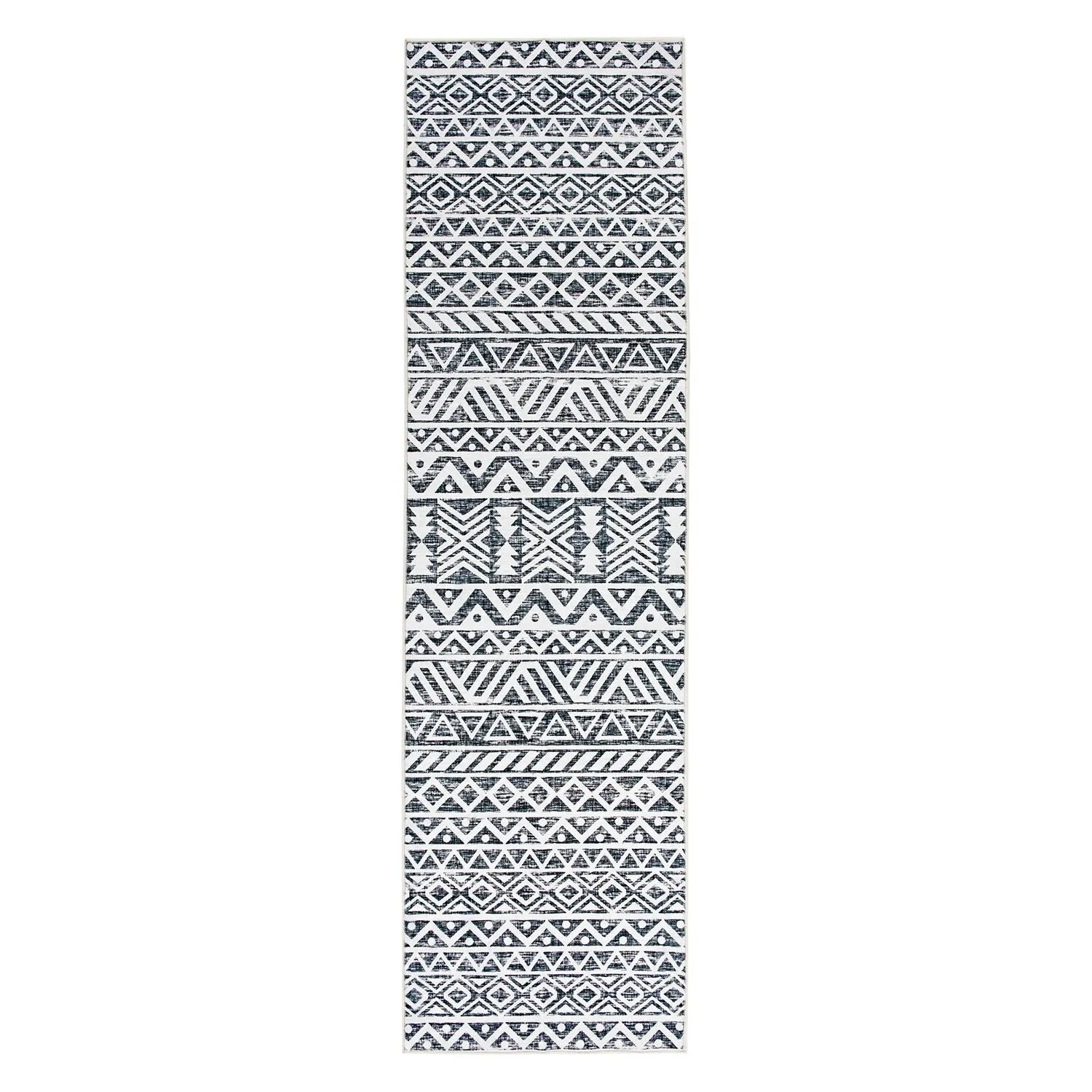 World Rug Gallery Contemporary Distressed Geometric Machine Washable Area Rug