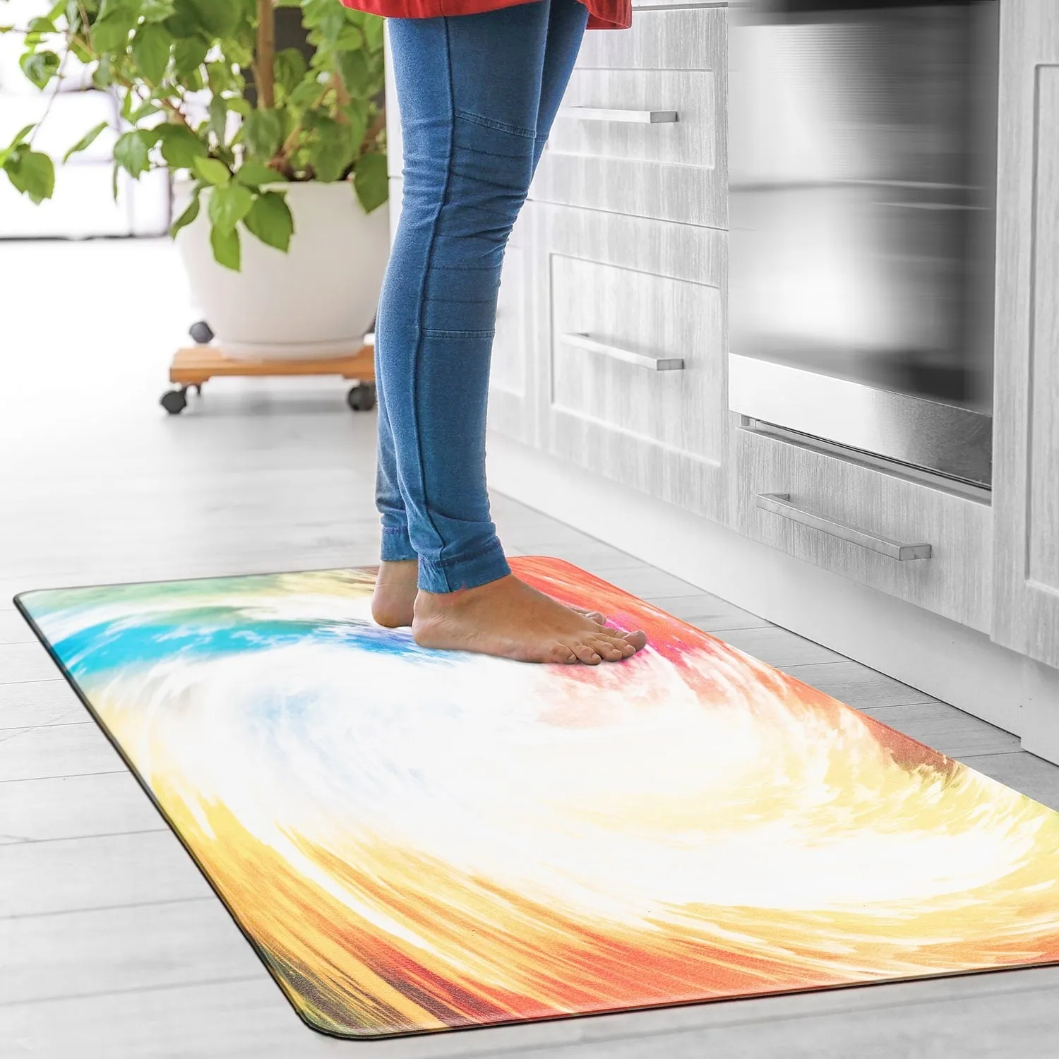 World Rug Gallery Contemporary Waves Anti-Fatigue Standing Mat