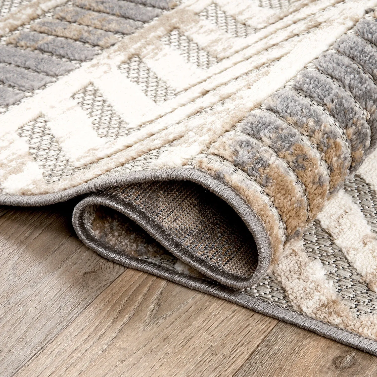 World Rug Gallery Distressed Geometric Indoor/Outdoor Area Rug