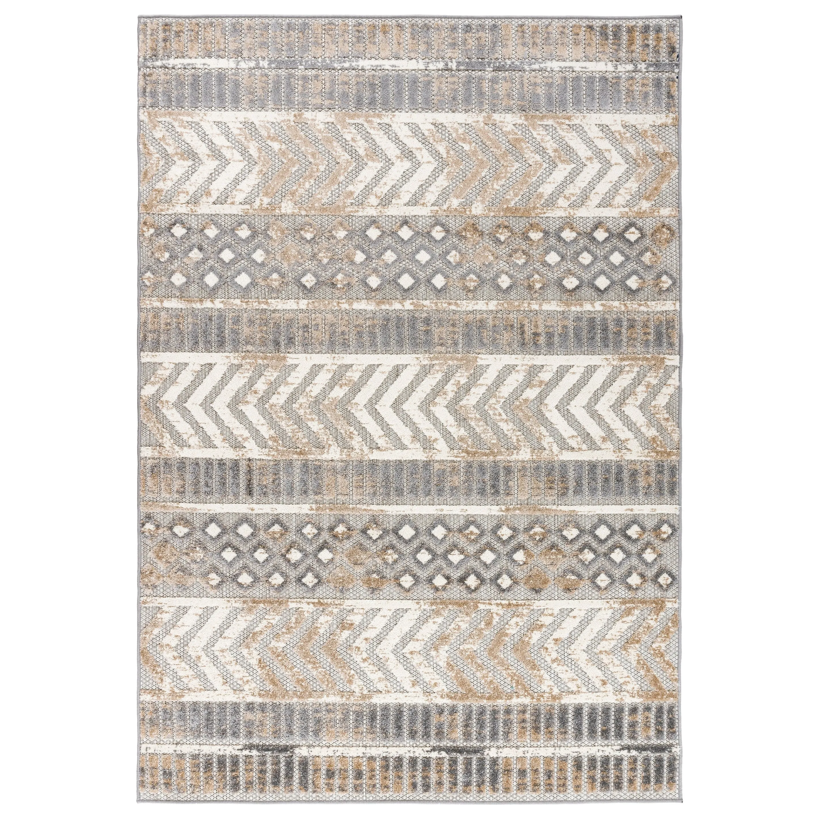 World Rug Gallery Distressed Geometric Indoor/Outdoor Area Rug