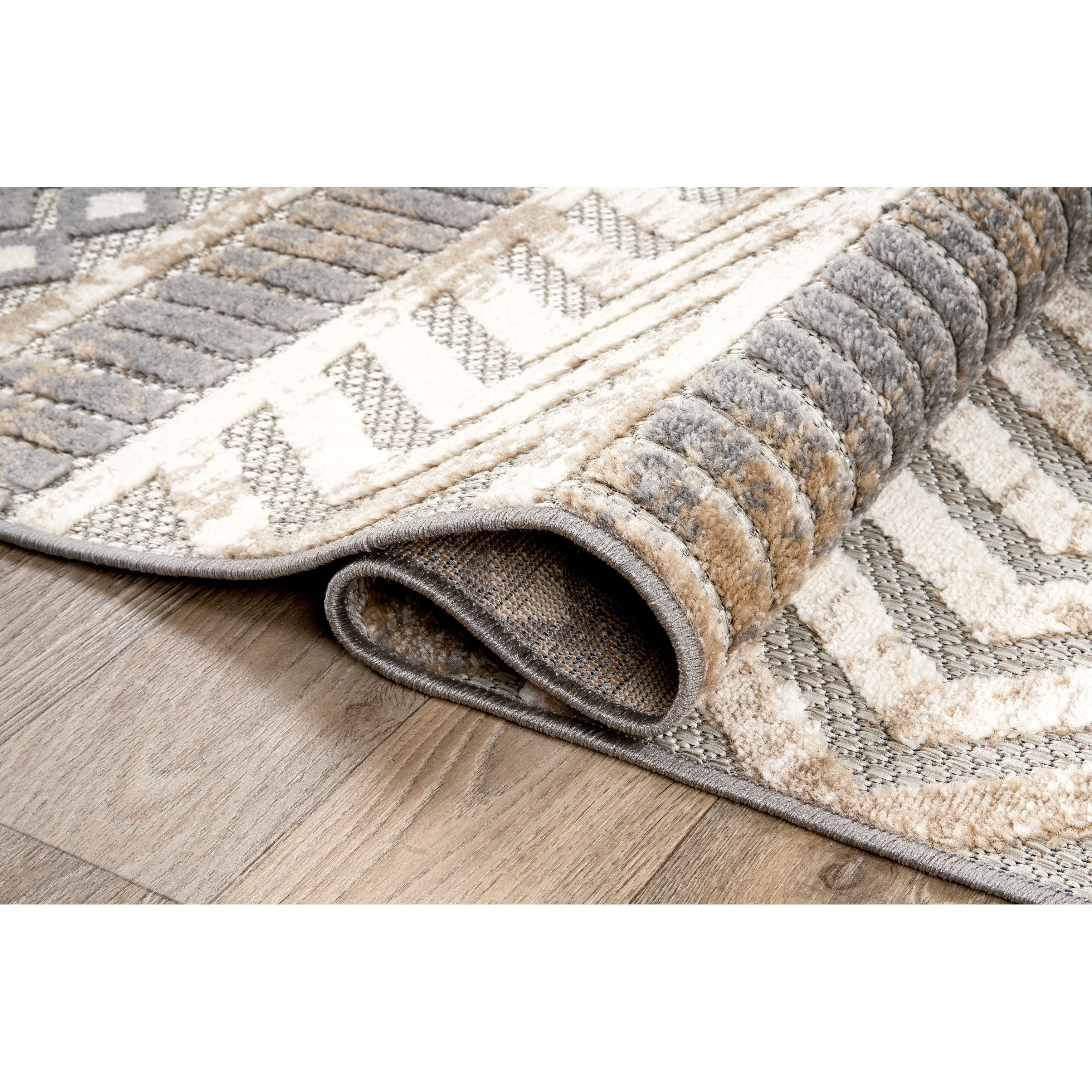 World Rug Gallery Distressed Geometric Indoor/Outdoor Area Rug