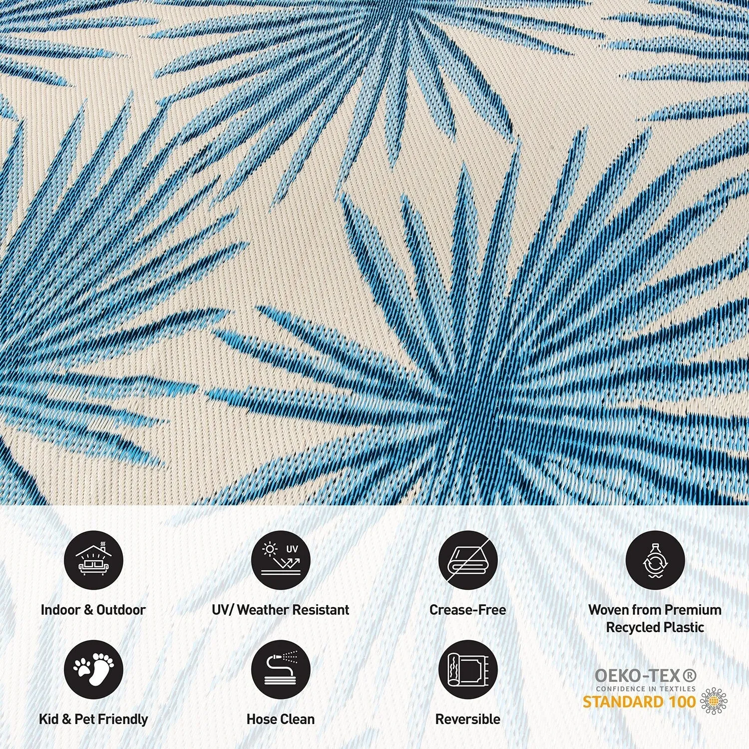 World Rug Gallery Floral Tropical Reversible Recycled Plastic Outdoor Rugs