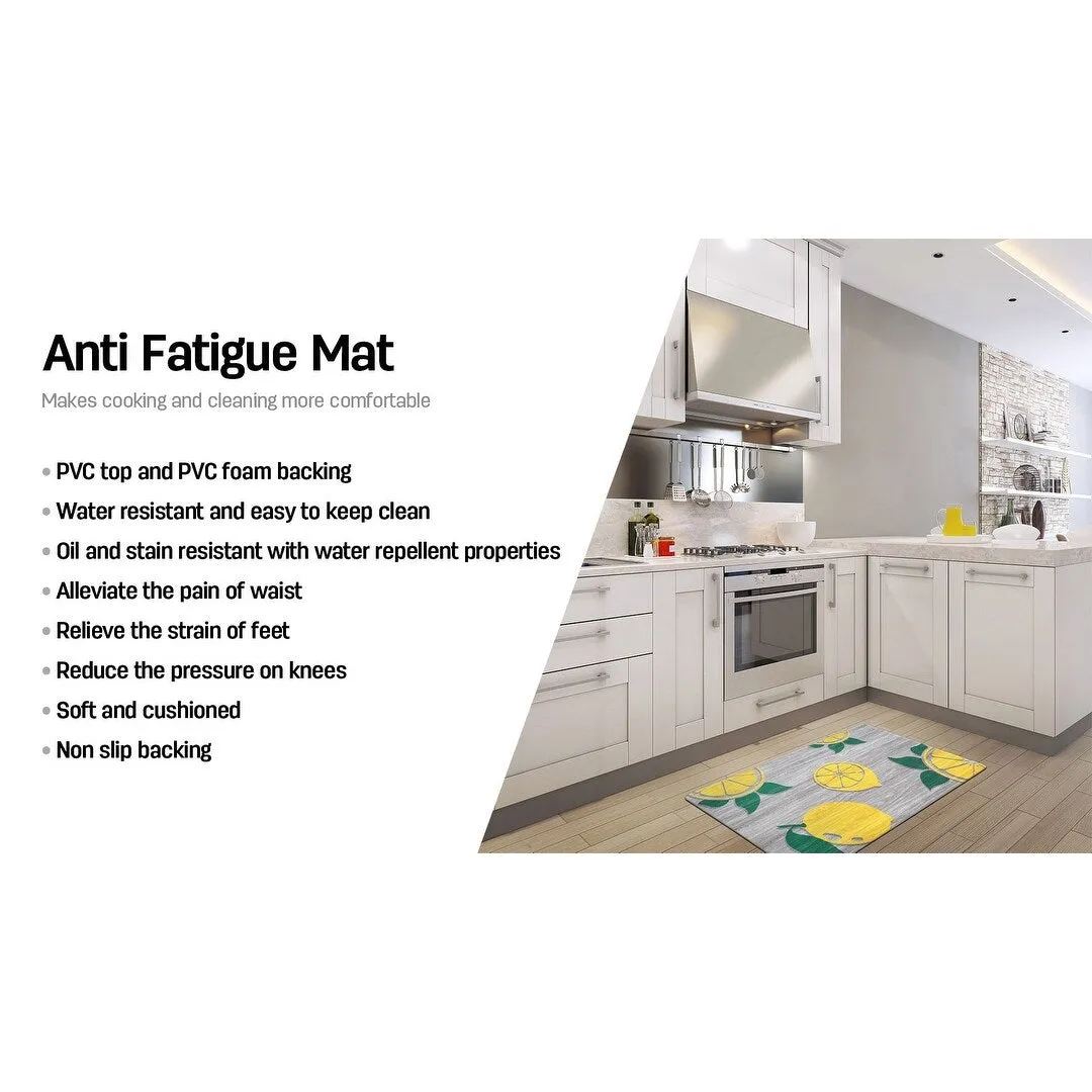 World Rug Gallery Lemon Pattern Anti Fatigue Standing Mat